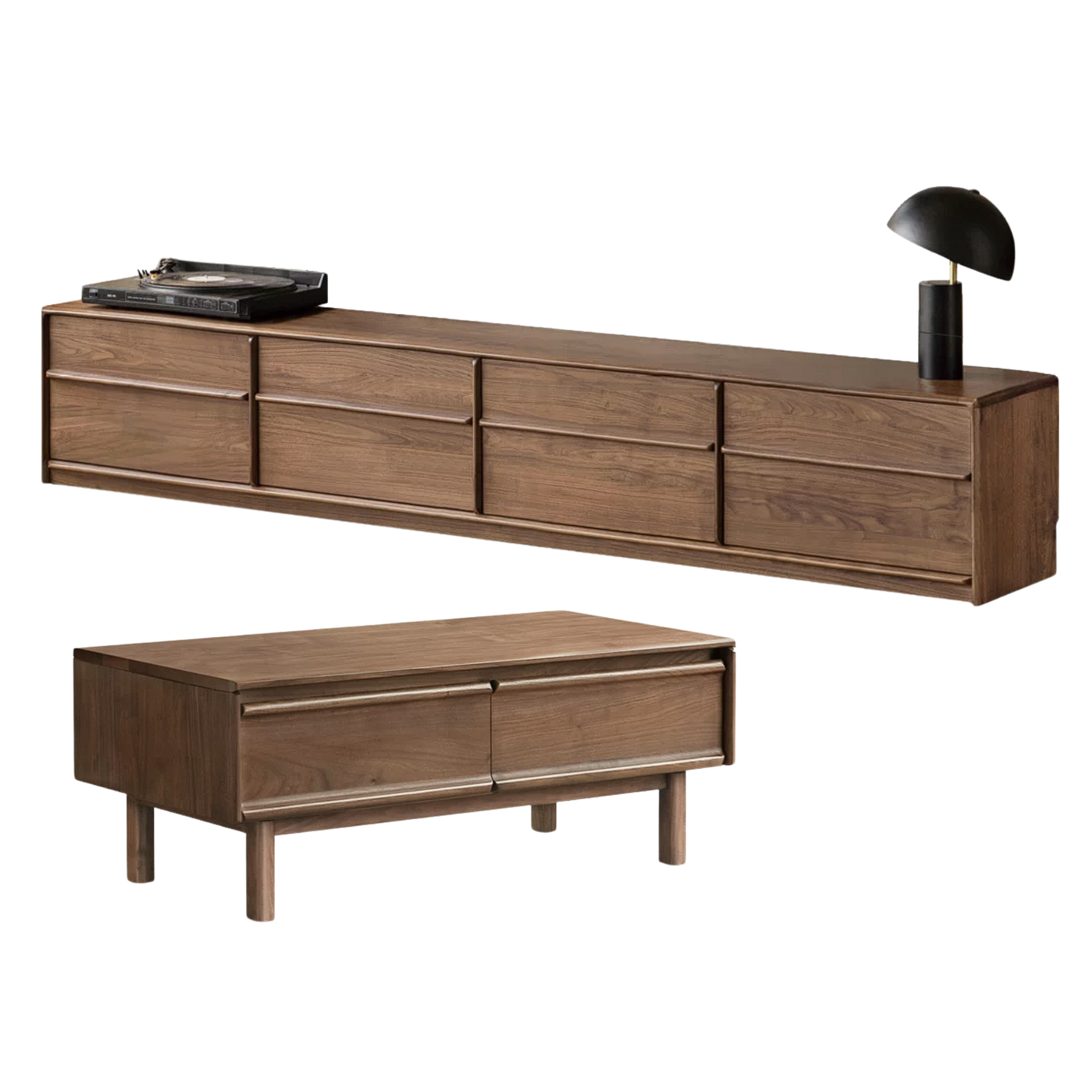 Black Walnut, Ash, Oak Solid Wood, Solid Longan Hardwood Modern Coffee Table