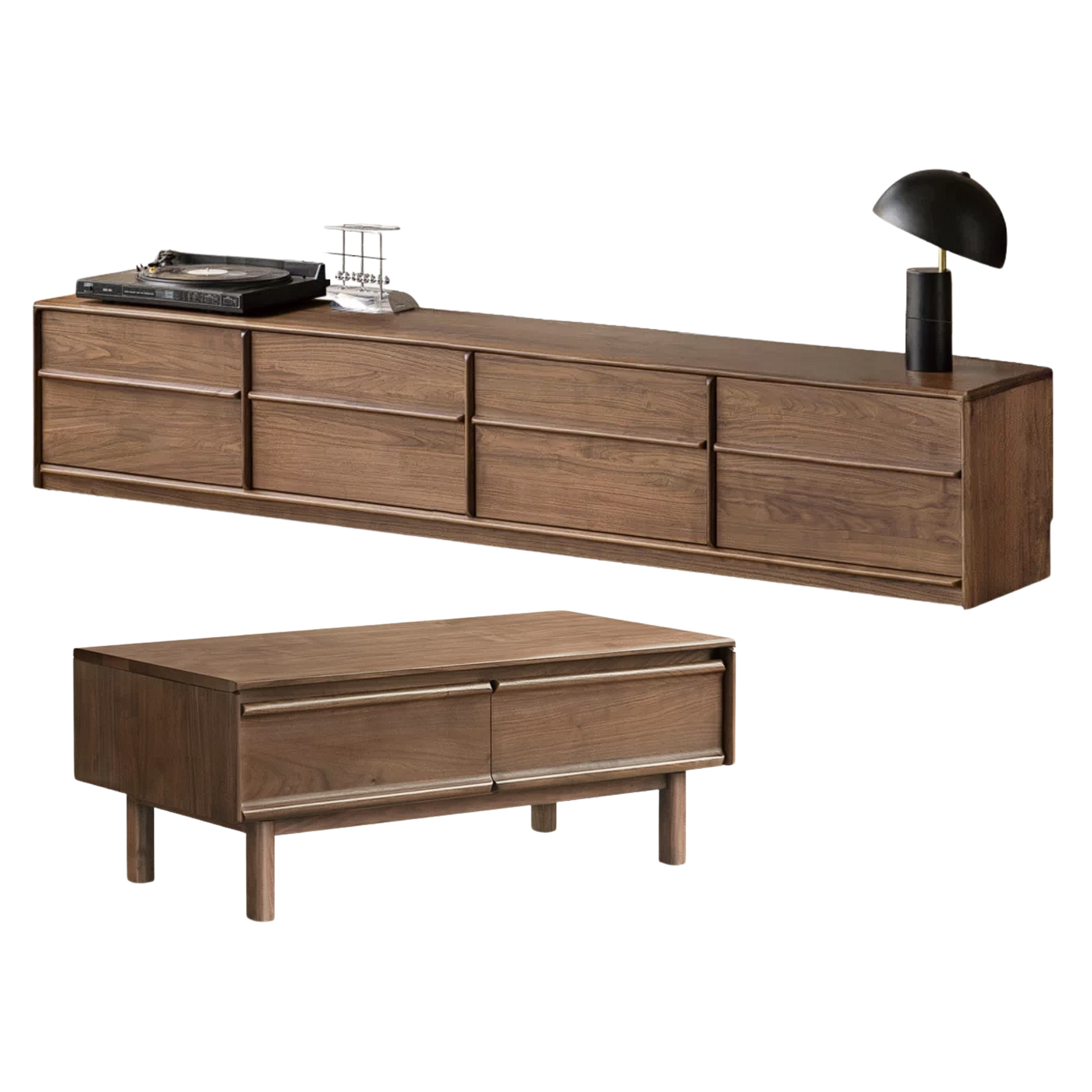 Black Walnut, Ash, Oak Solid Wood, Solid Longan Hardwood Modern Coffee Table