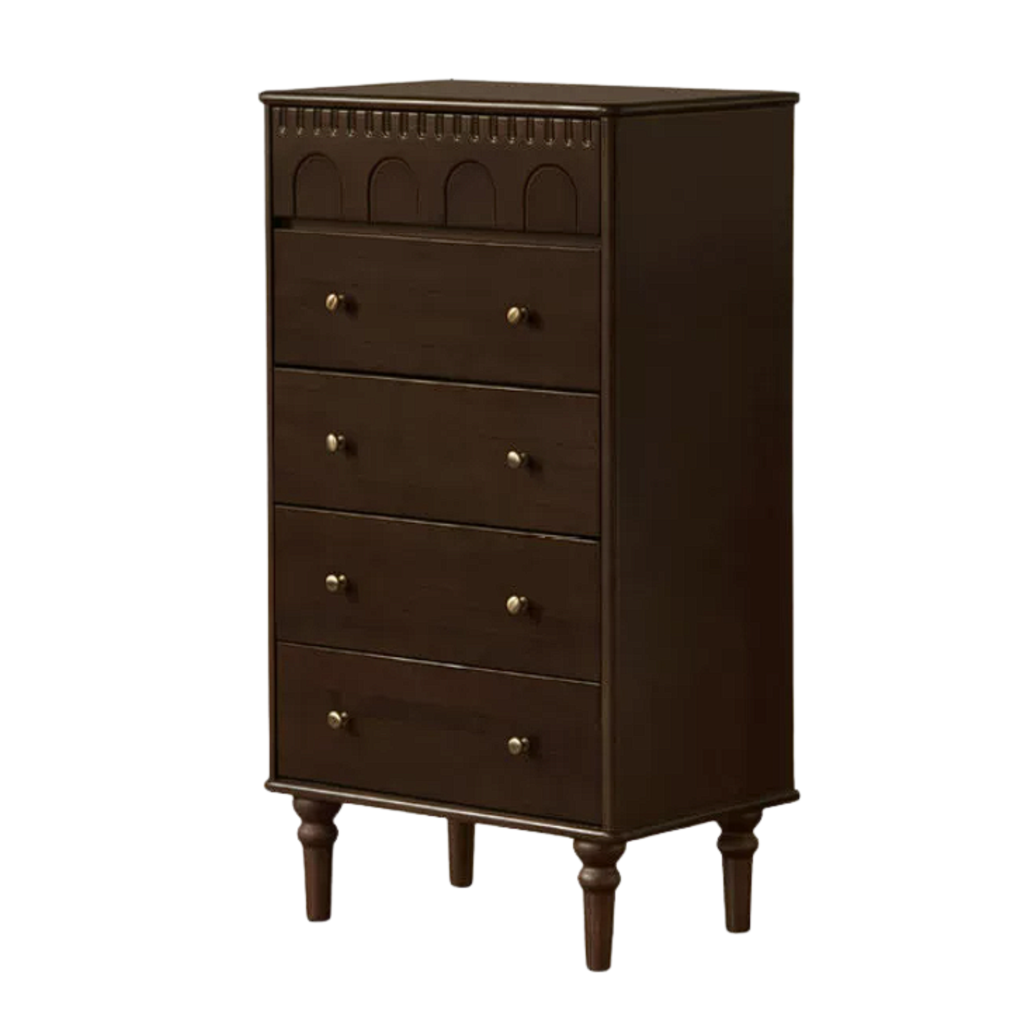 Black Walnut, Poplar, Solid Rubberwood, Ash, Cherry wood French Retro Chest of Drawers