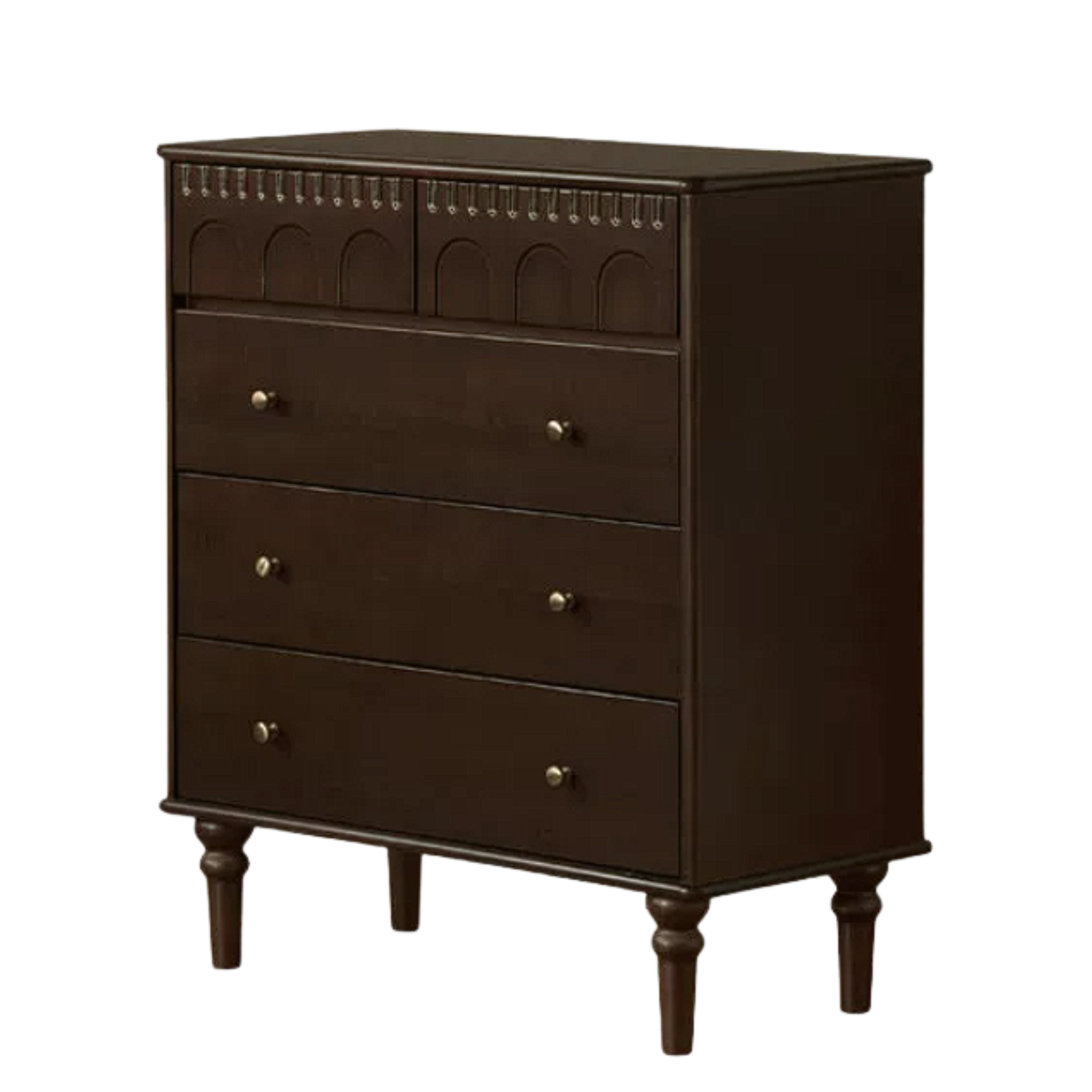 Black Walnut, Poplar, Solid Rubberwood, Ash, Cherry wood French Retro Chest of Drawers