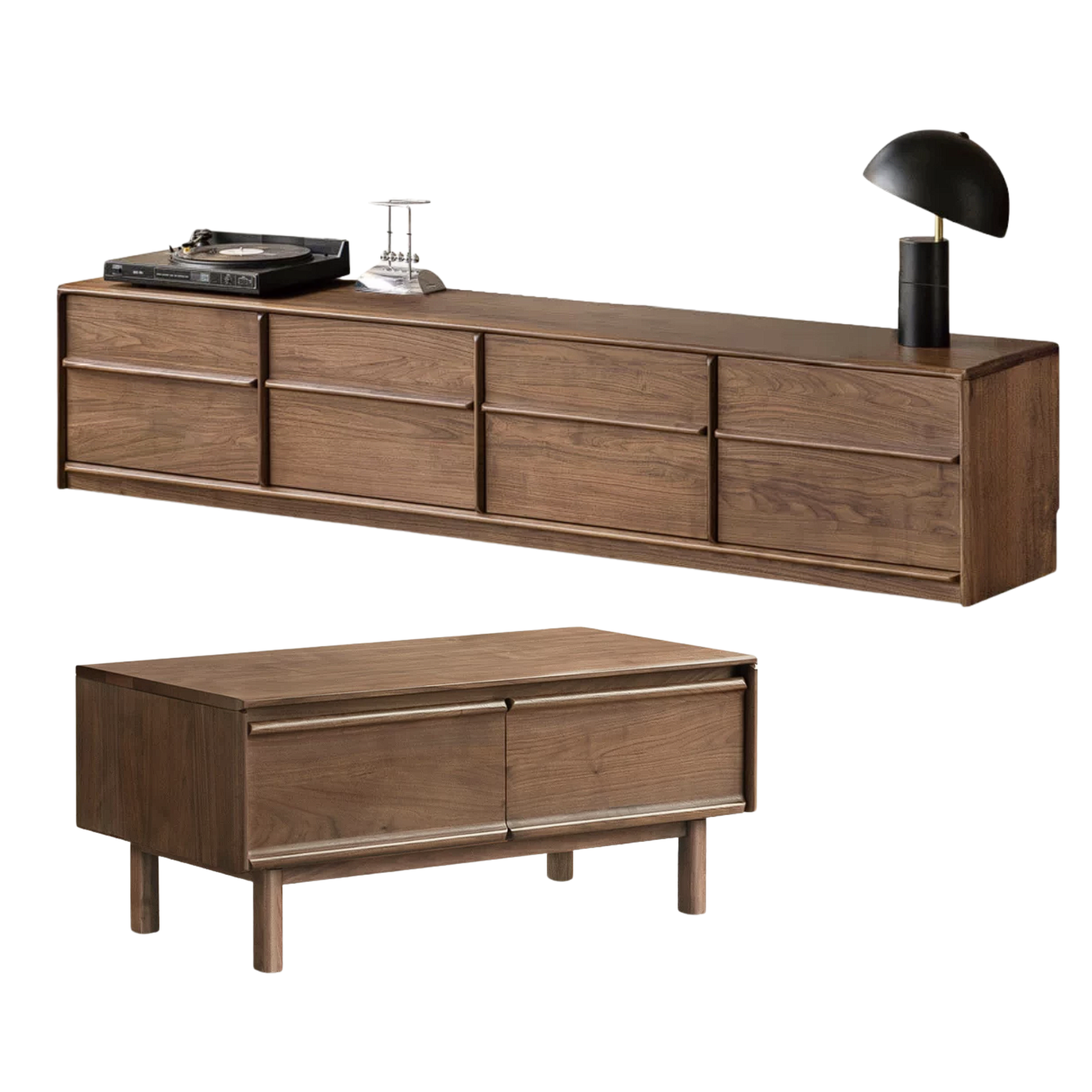 Black Walnut, Ash, Oak Solid Wood, Solid Longan Hardwood Modern Coffee Table