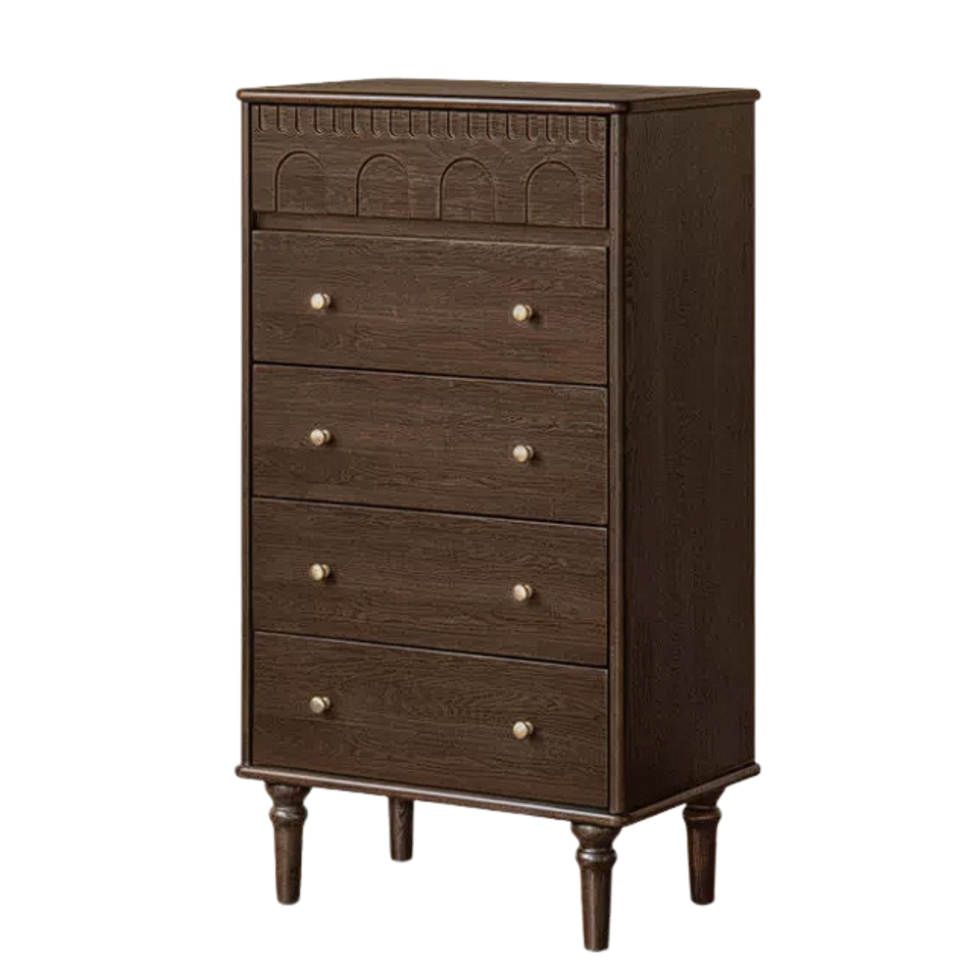 Black Walnut, Poplar, Solid Rubberwood, Ash, Cherry wood French Retro Chest of Drawers