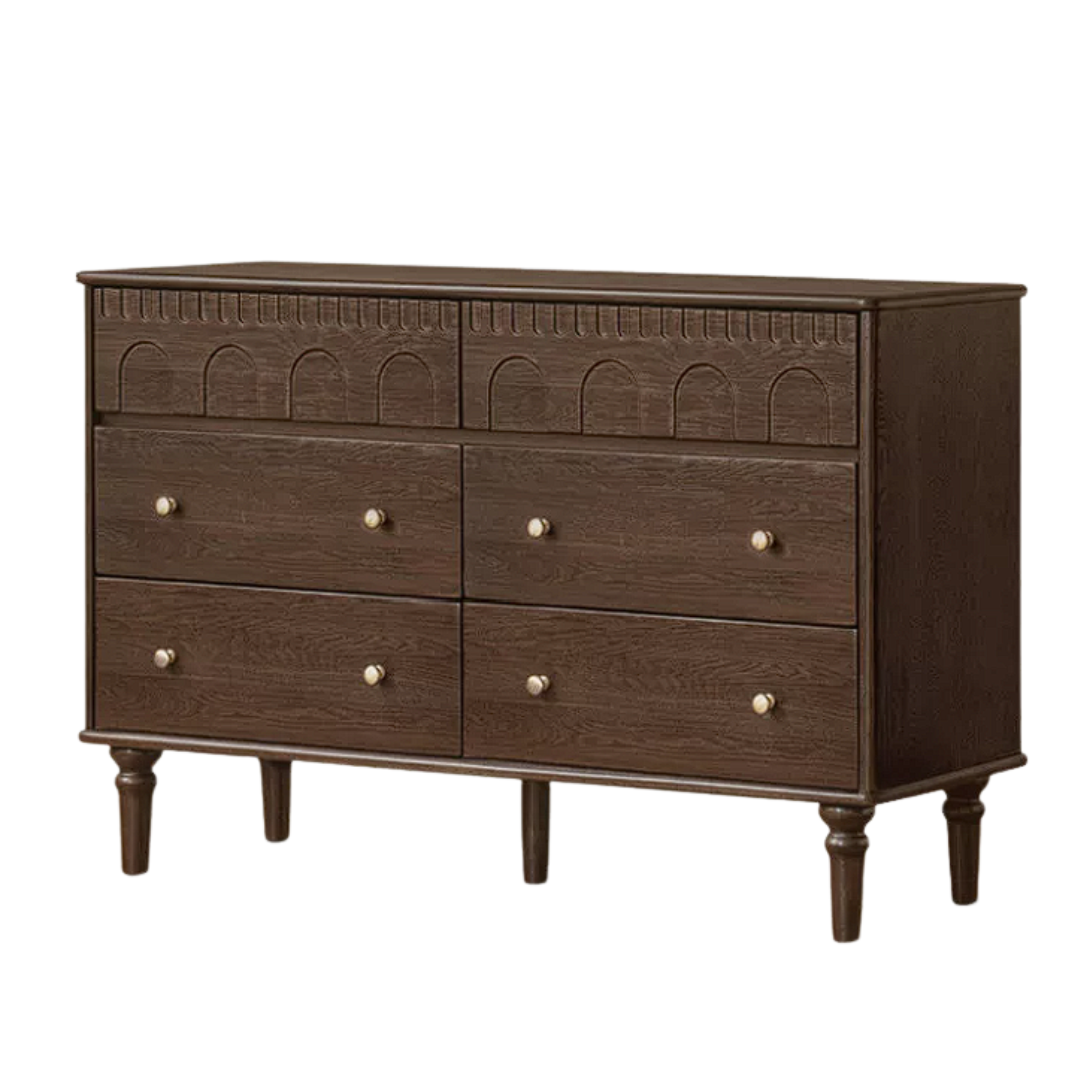 Black Walnut, Poplar, Solid Rubberwood, Ash, Cherry wood French Retro Chest of Drawers