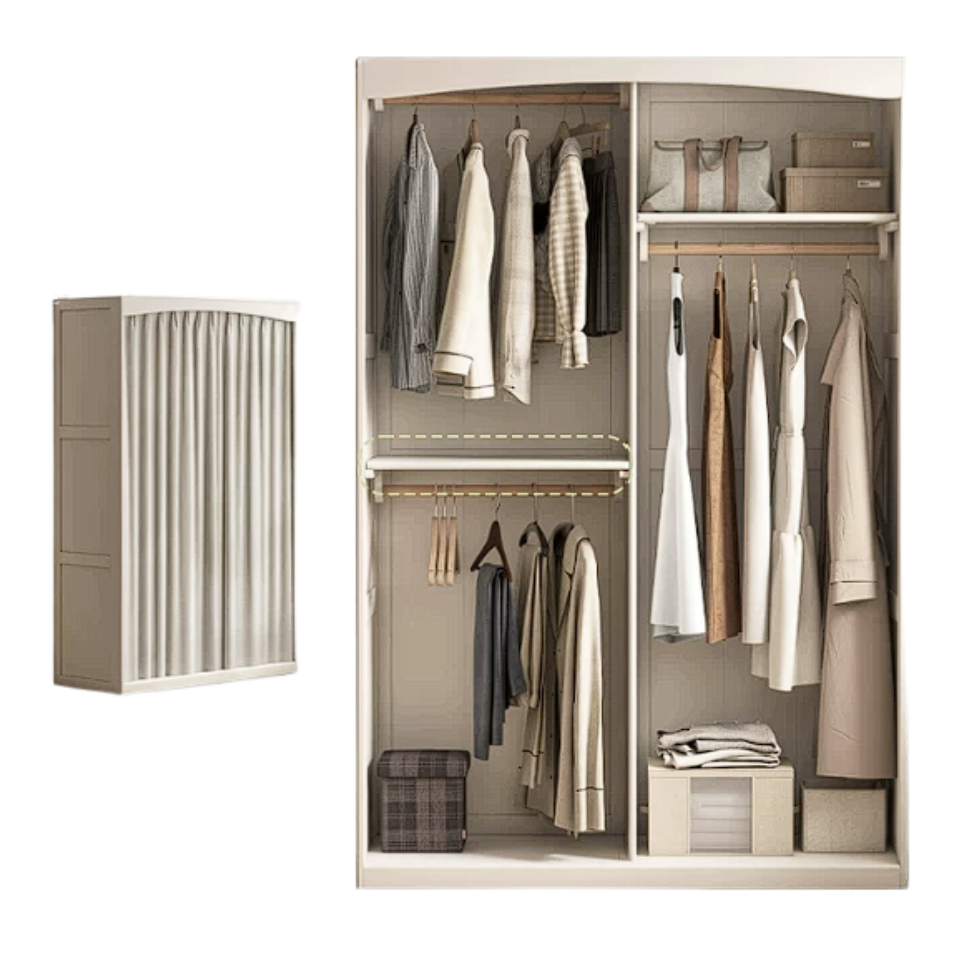 Oak solid wood Wardrobe Curtain Design