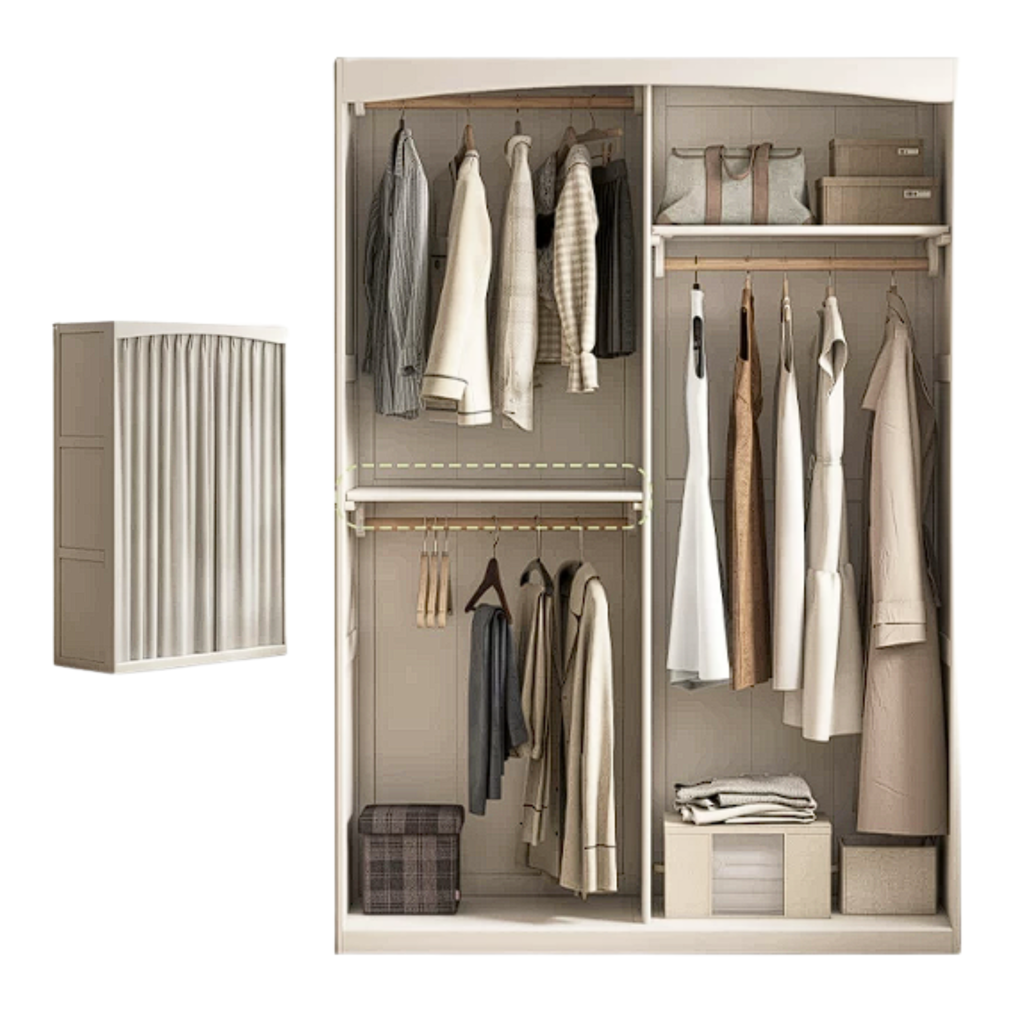 Oak solid wood Wardrobe Curtain Design