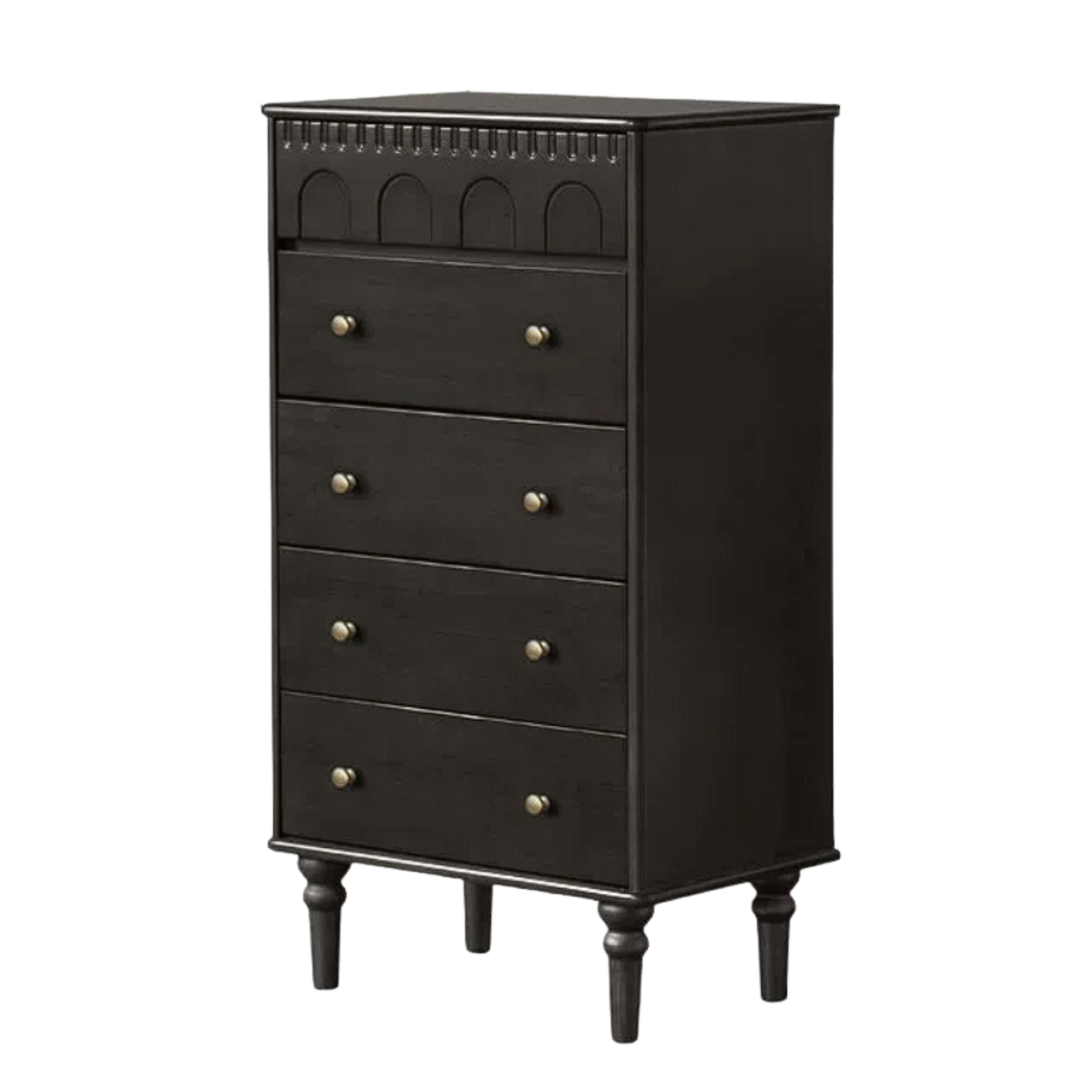 Black Walnut, Poplar, Solid Rubberwood, Ash, Cherry wood French Retro Chest of Drawers