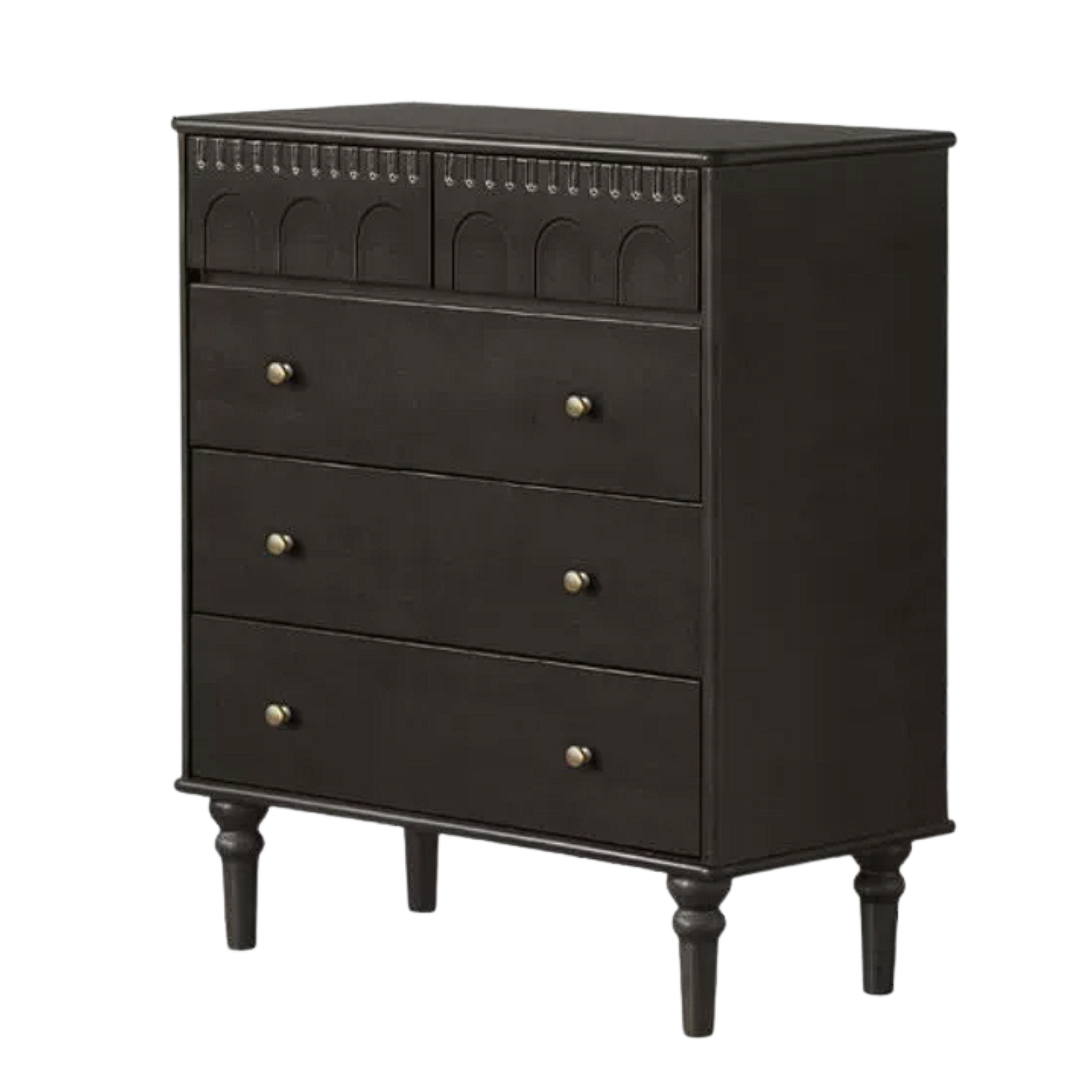 Black Walnut, Poplar, Solid Rubberwood, Ash, Cherry wood French Retro Chest of Drawers