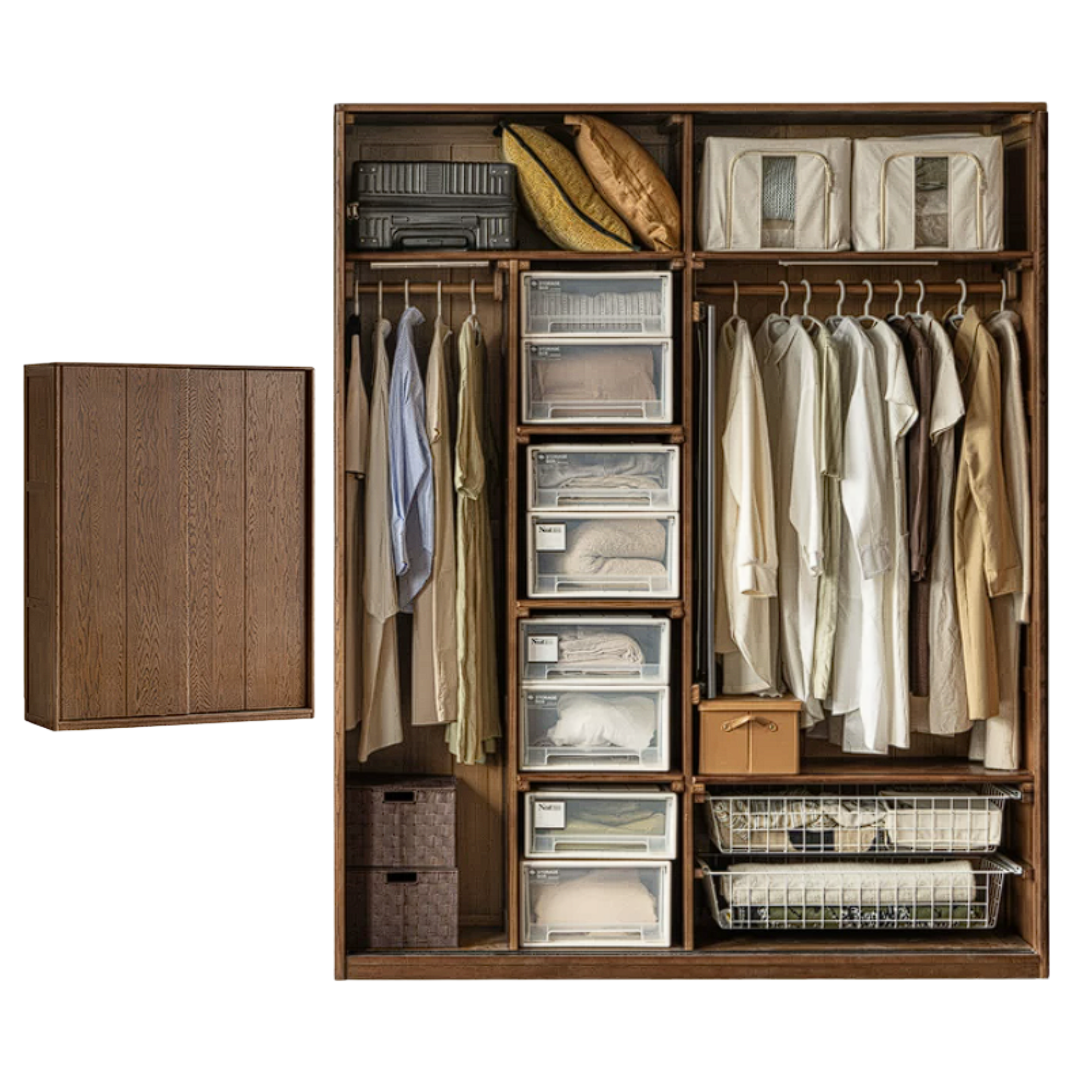 Oak Solid Wood Sliding Door Wardrobe.