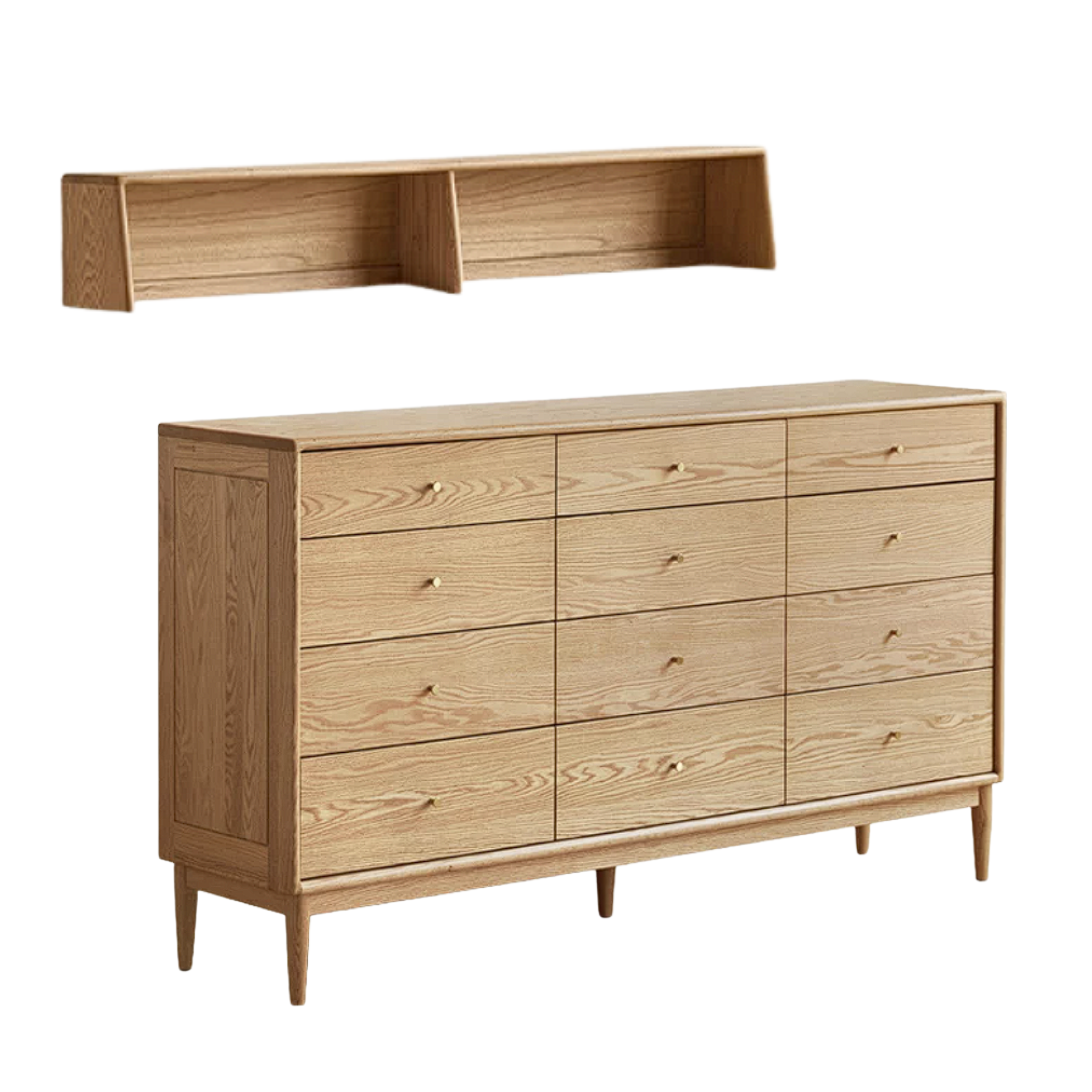 Oak Solid Wood, Solid Rubberwood Nordic Chest of Drawers