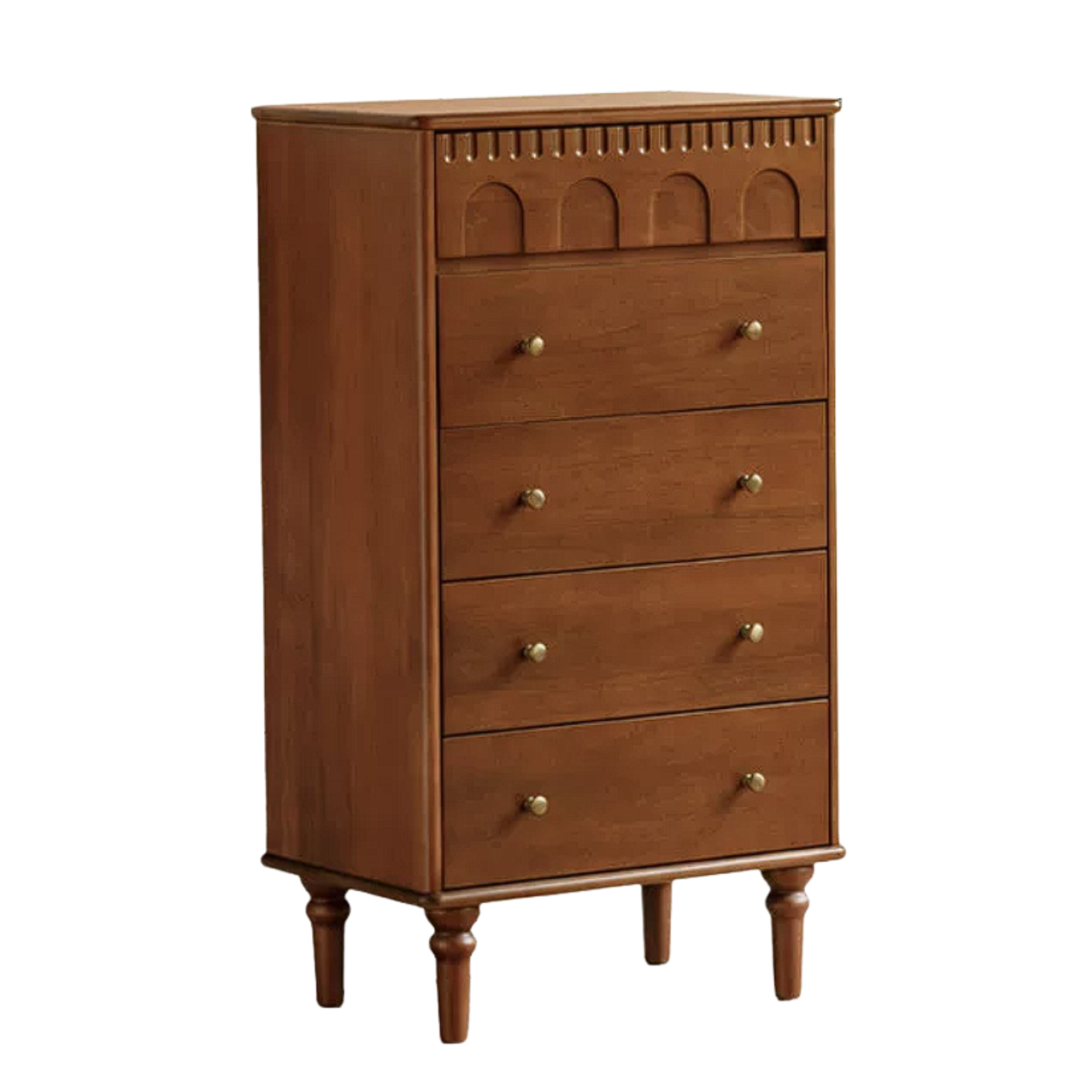 Black Walnut, Poplar, Solid Rubberwood, Ash, Cherry wood French Retro Chest of Drawers
