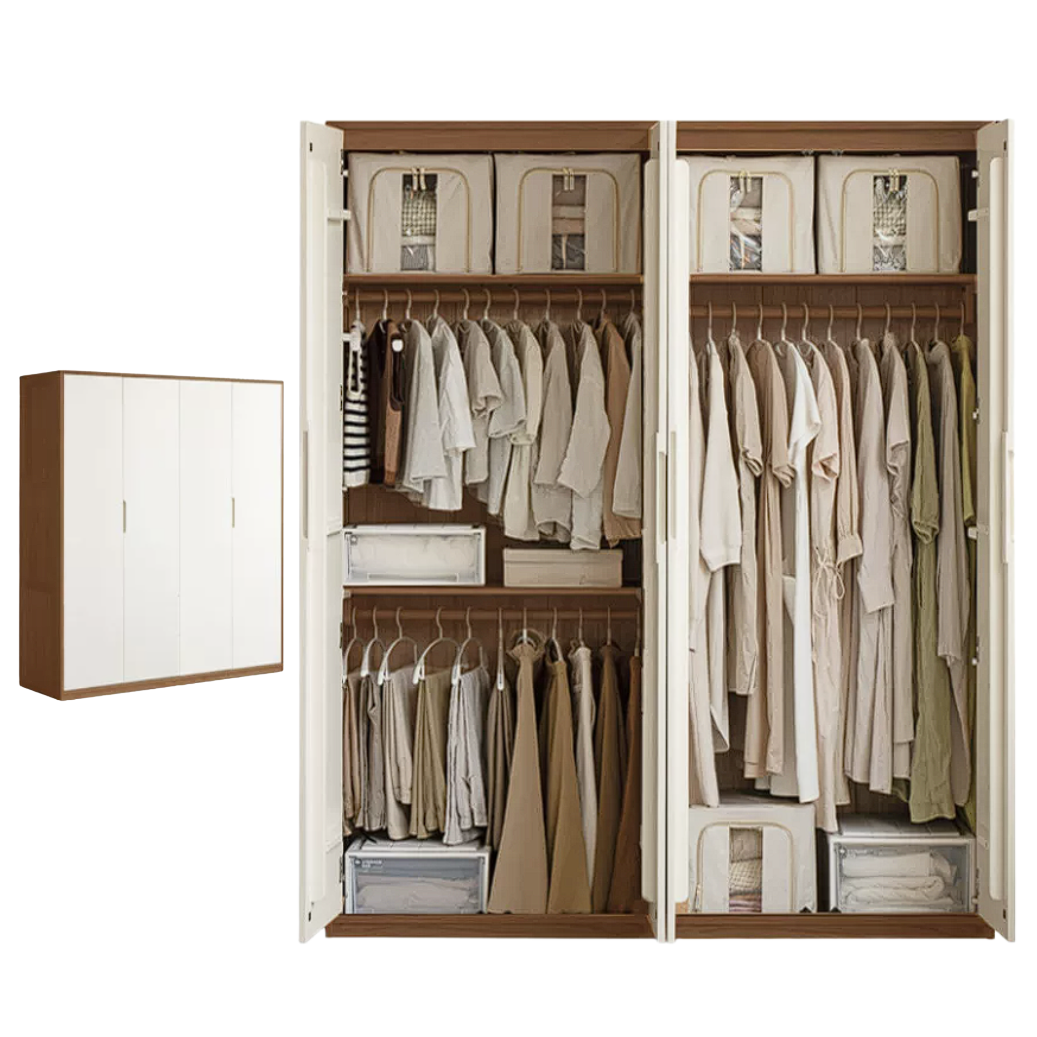 Oak Solid Wood Wardrobe Floor Combination Cabinet