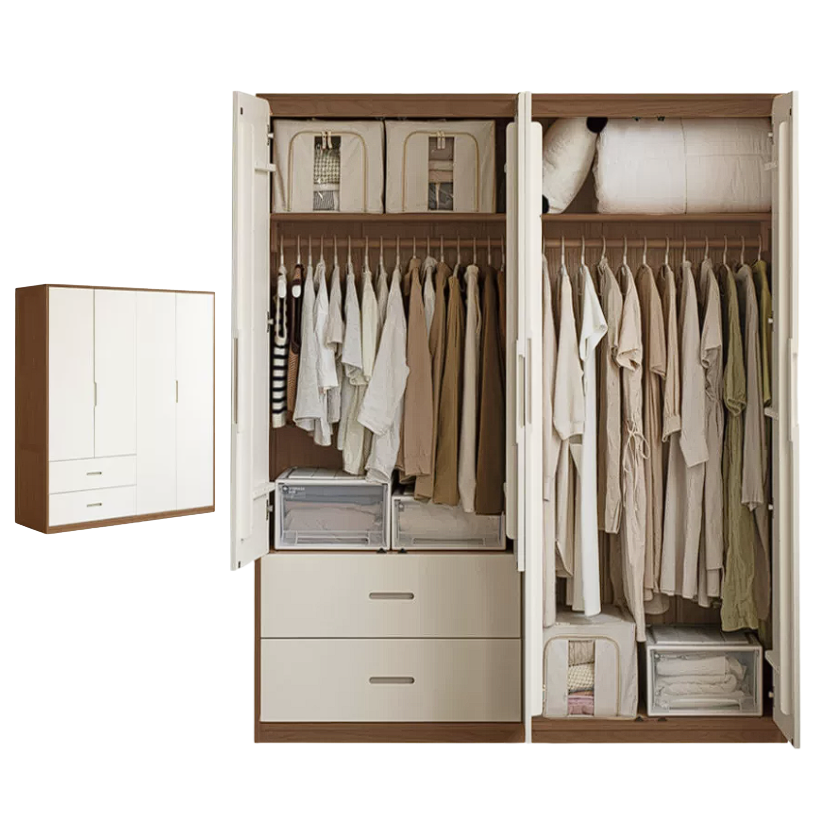Oak Solid Wood Wardrobe Floor Combination Cabinet
