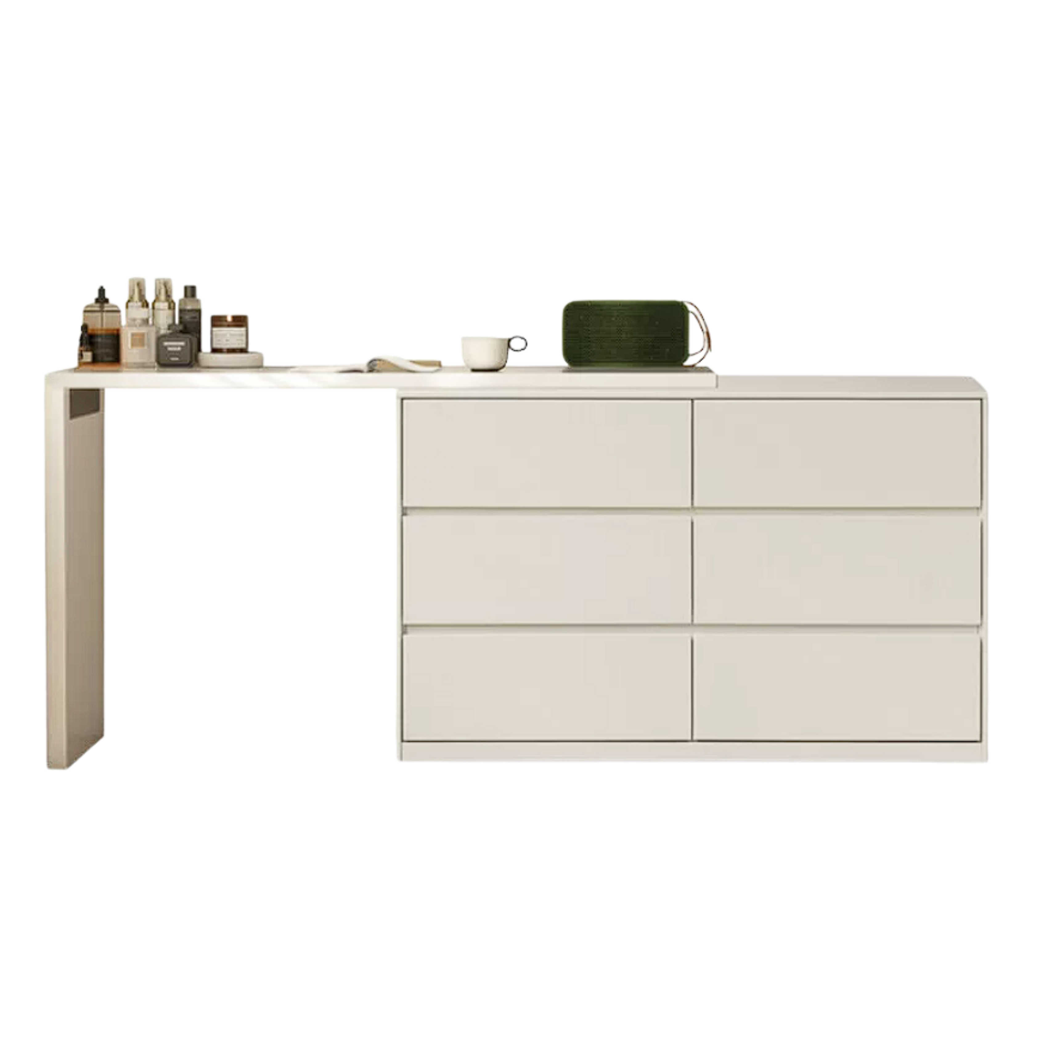 Solid RubberWood Cream Style Telescopic Vanity Table.