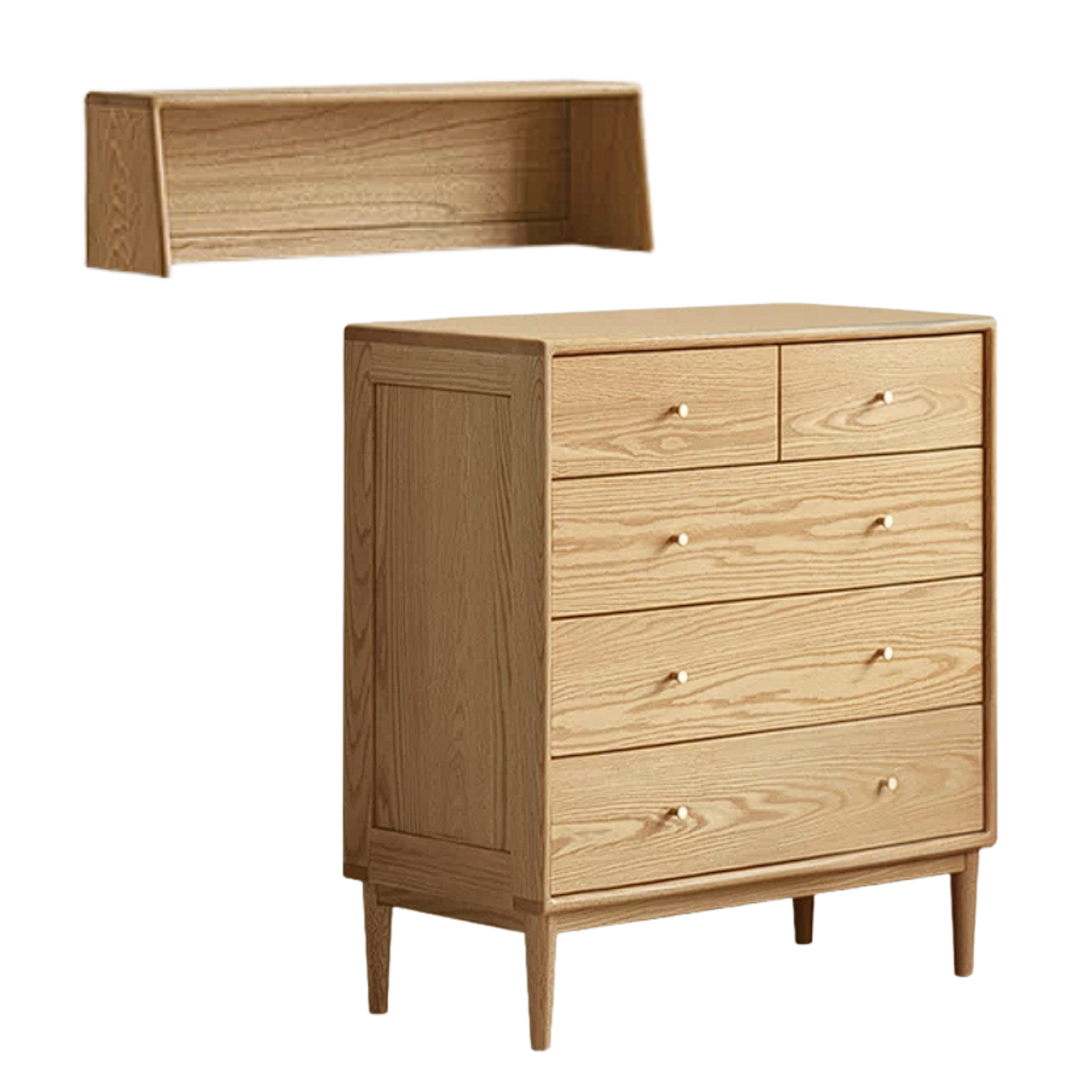 Oak Solid Wood, Solid Rubberwood Nordic Chest of Drawers