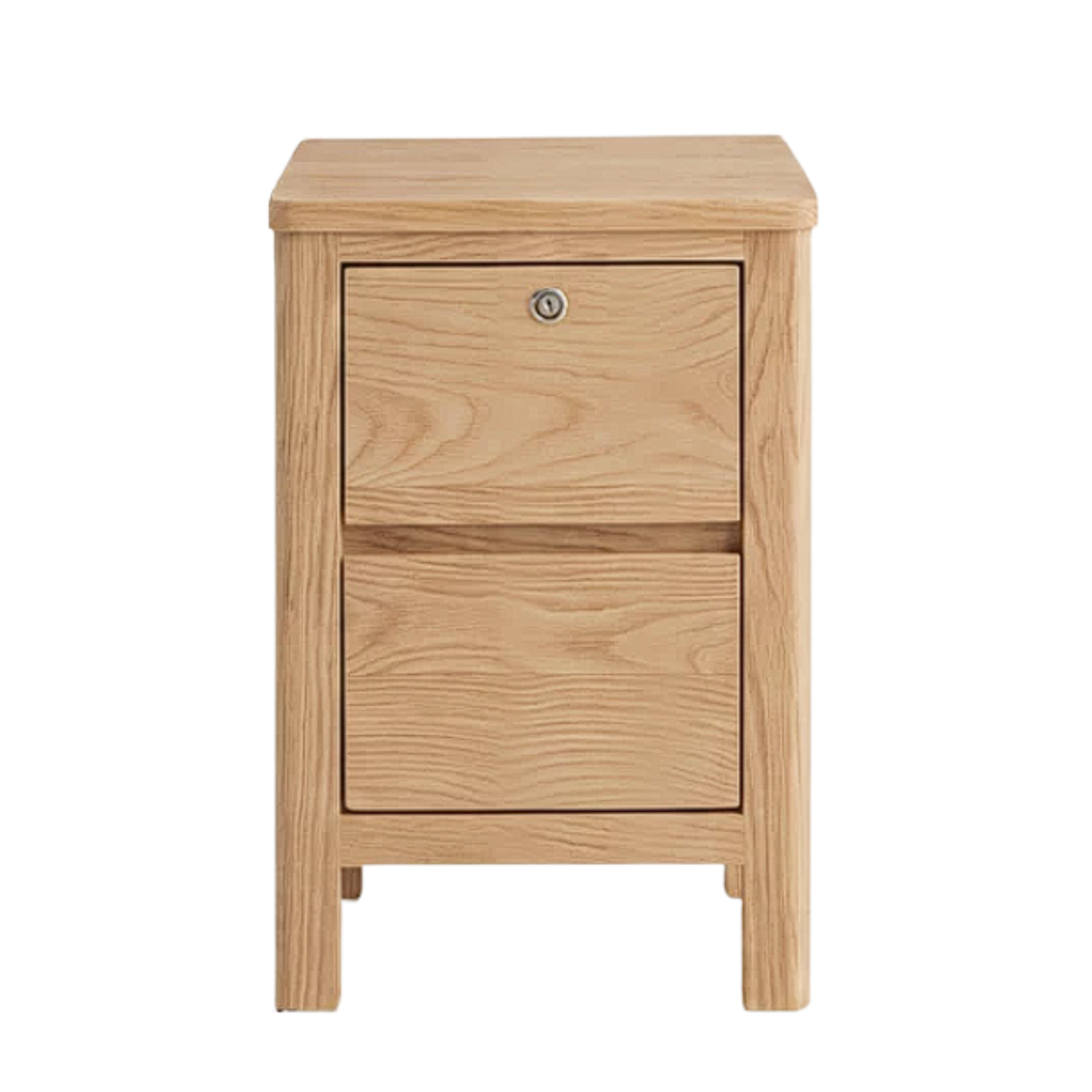 Oak Solid Wood, Solid Rubberwood Nightstand with Locker.