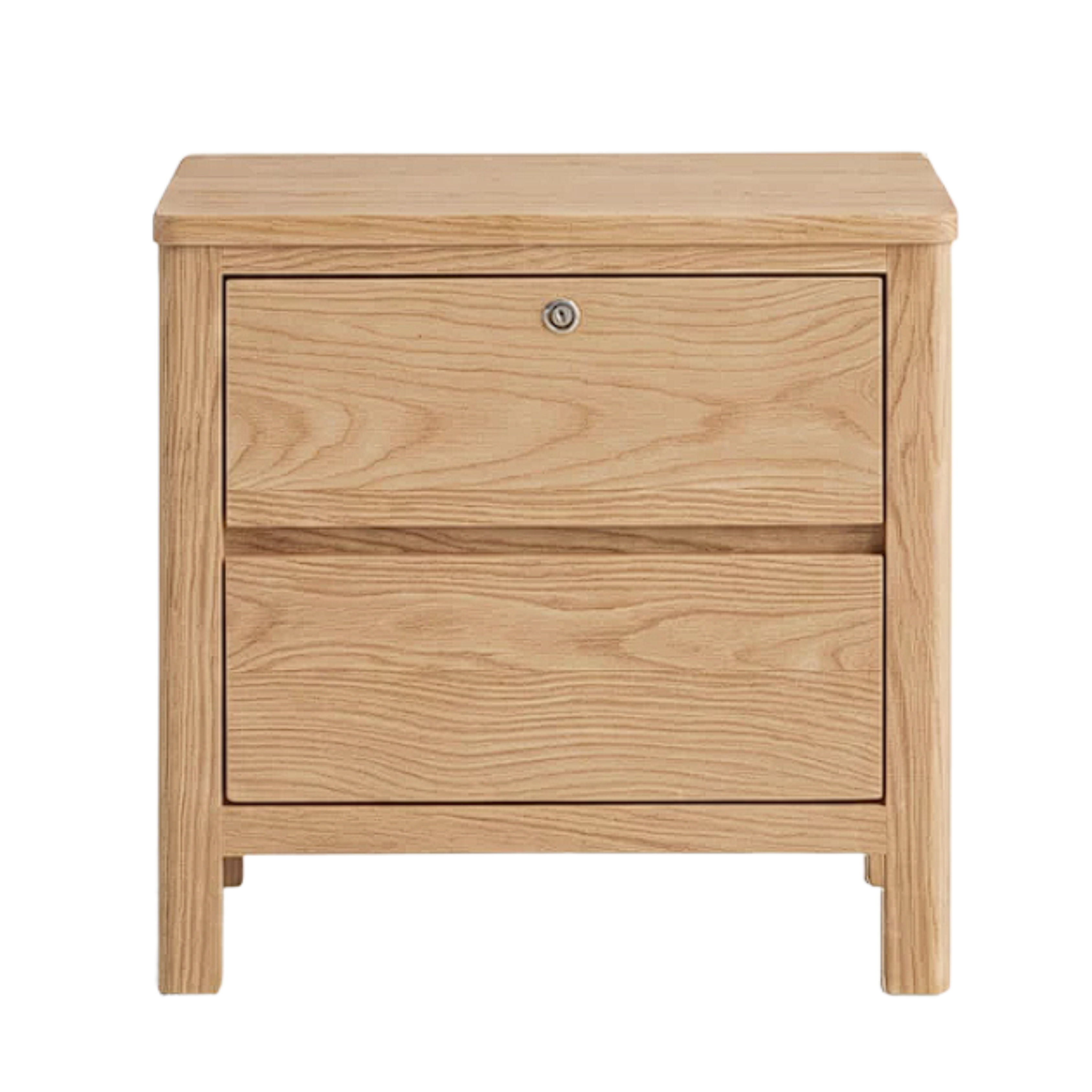 Oak Solid Wood, Solid Rubberwood Nightstand with Locker.