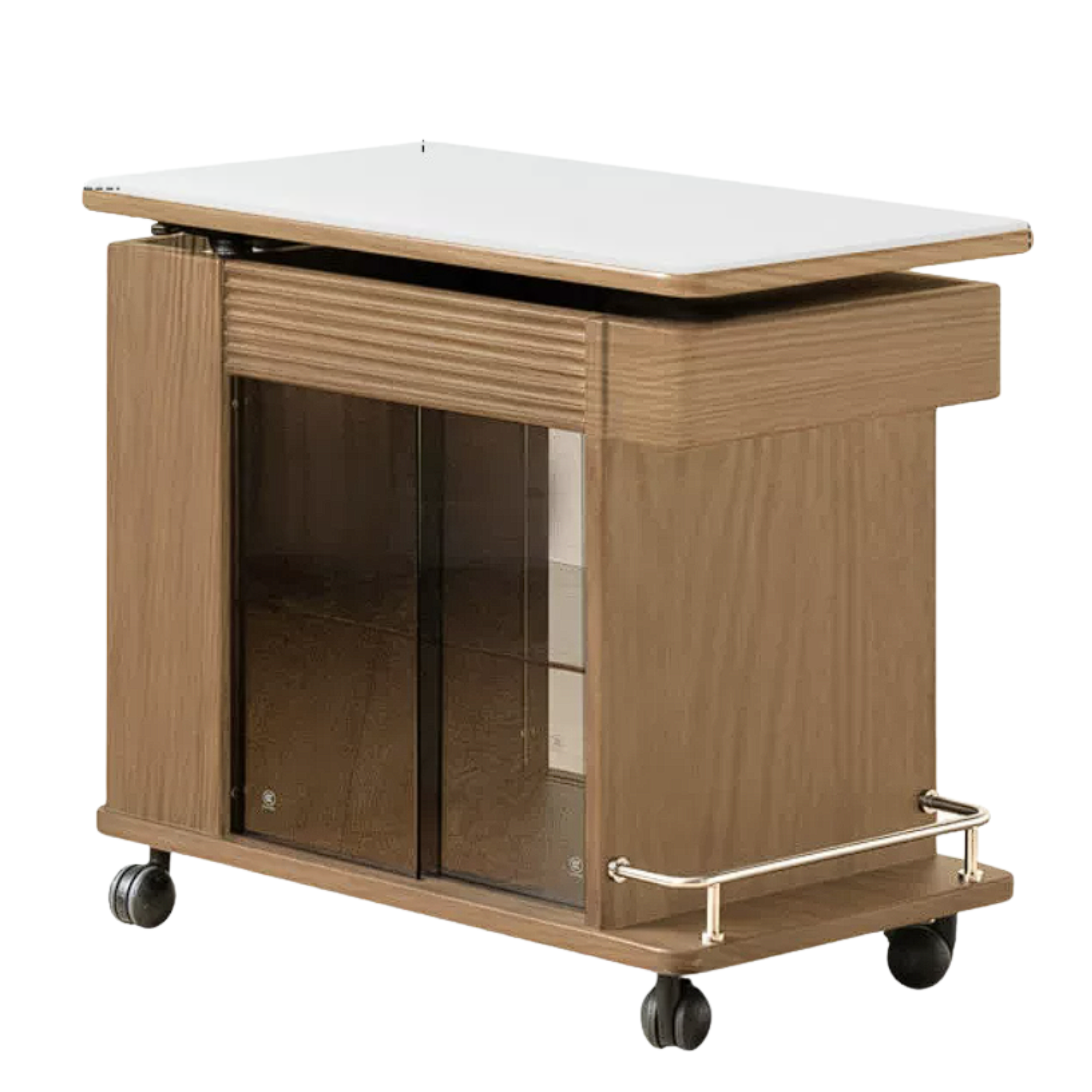 Black Walnut, Golden Pear Solid Wood Rolling Side Table – Modern End Table