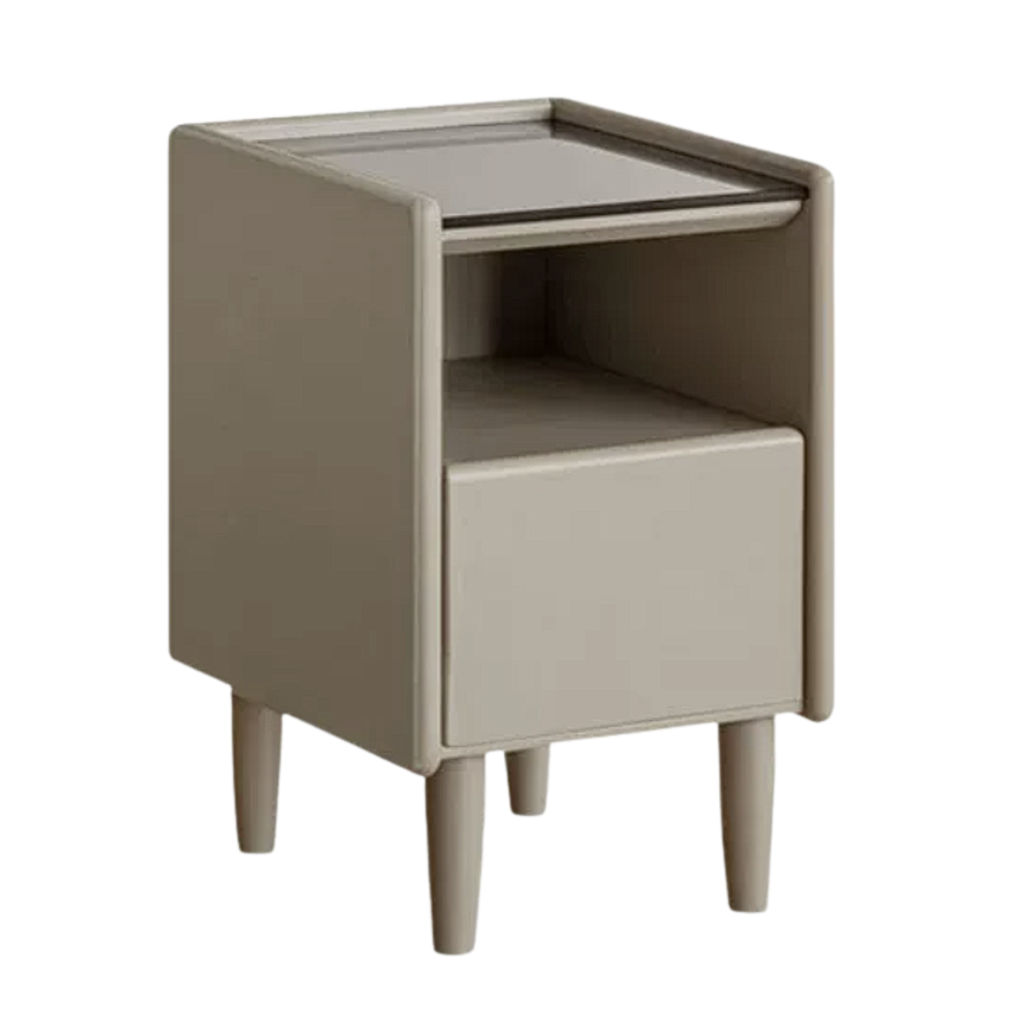 Tulipwood, Rubberwood Solid Wood Glass Nightstand
