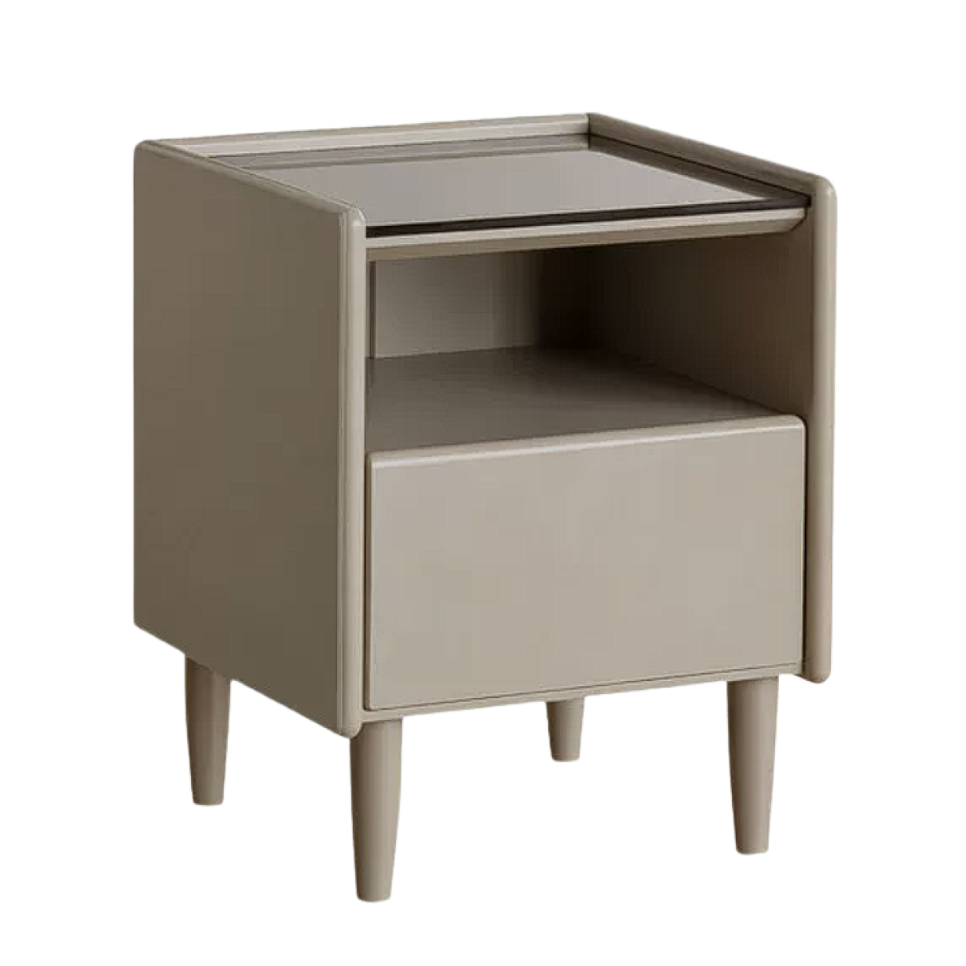 Tulipwood, Rubberwood Solid Wood Glass Nightstand