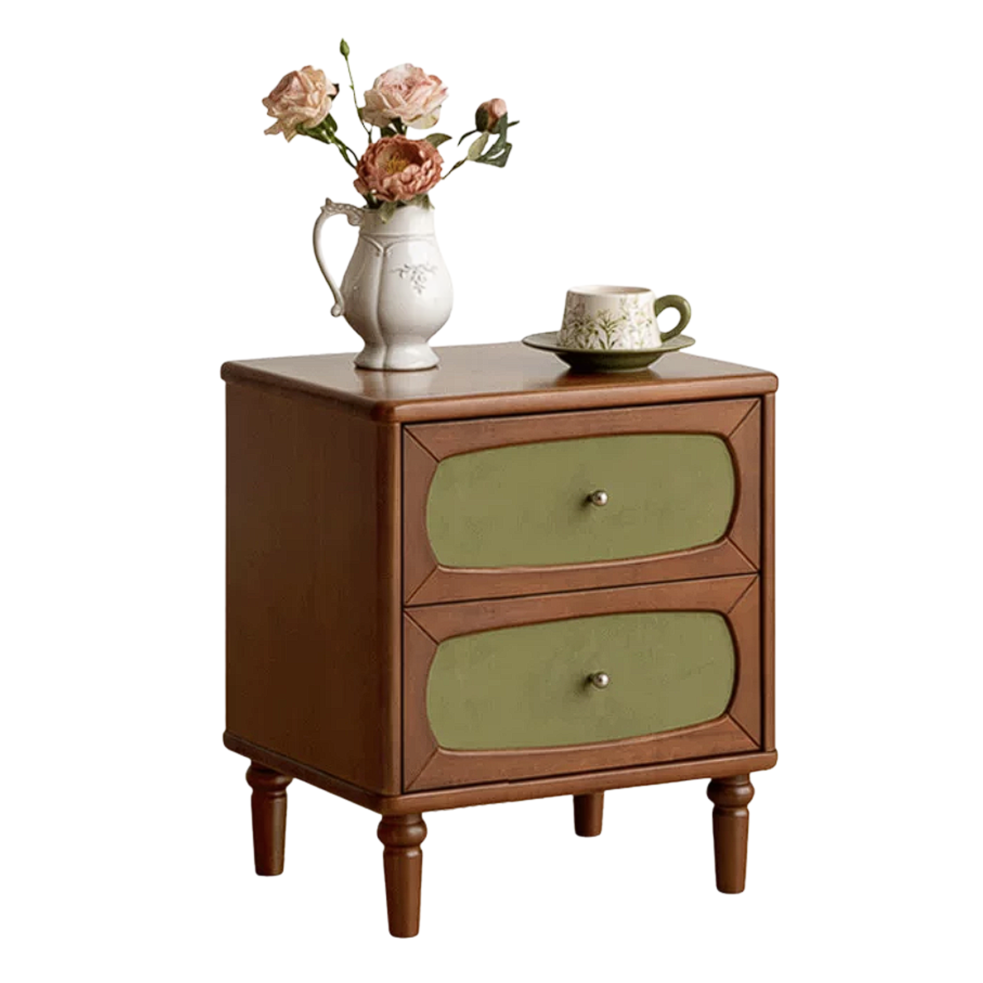 Poplar, Black Walnut Solid Wood French Retro Style Nightstand