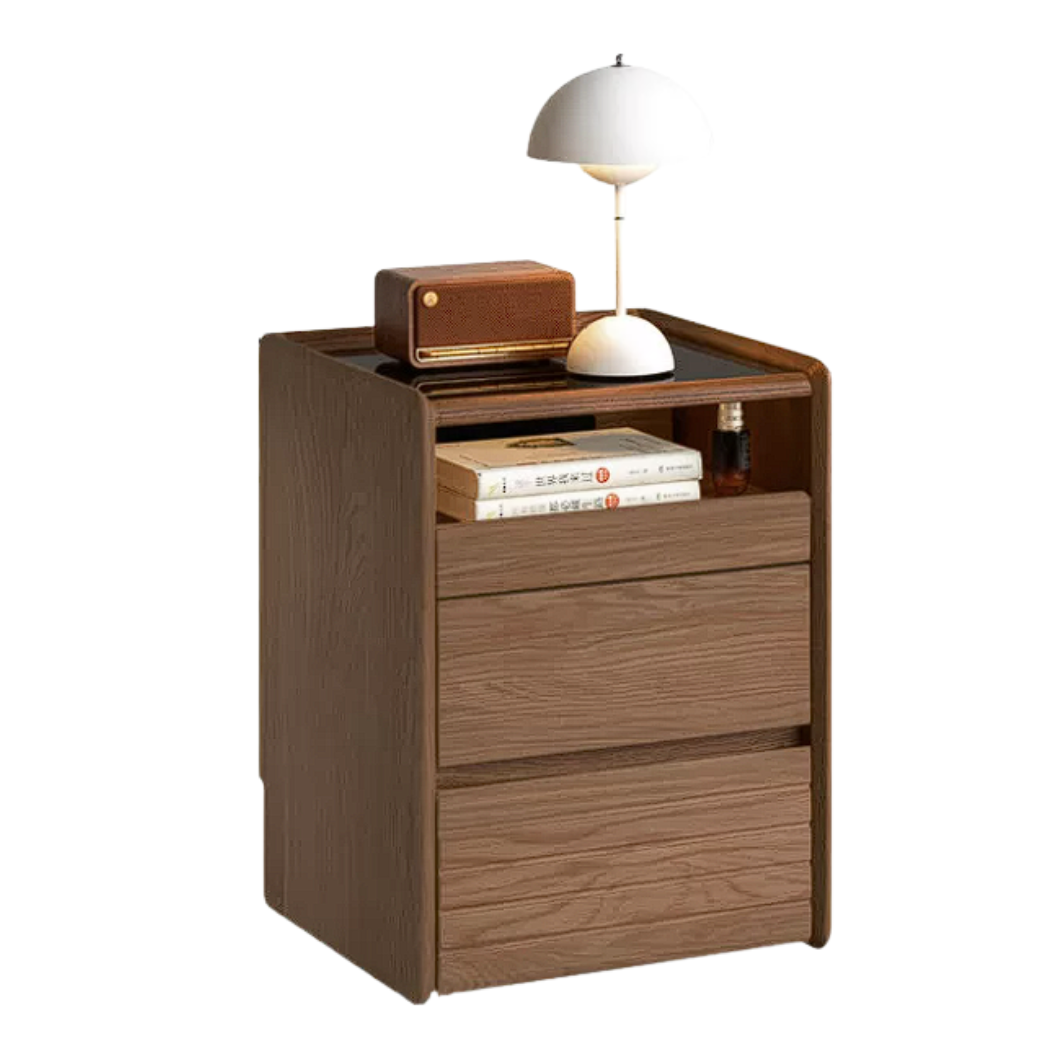 Ash, Oak Solid Wood Movable Glass Small Nightstand
