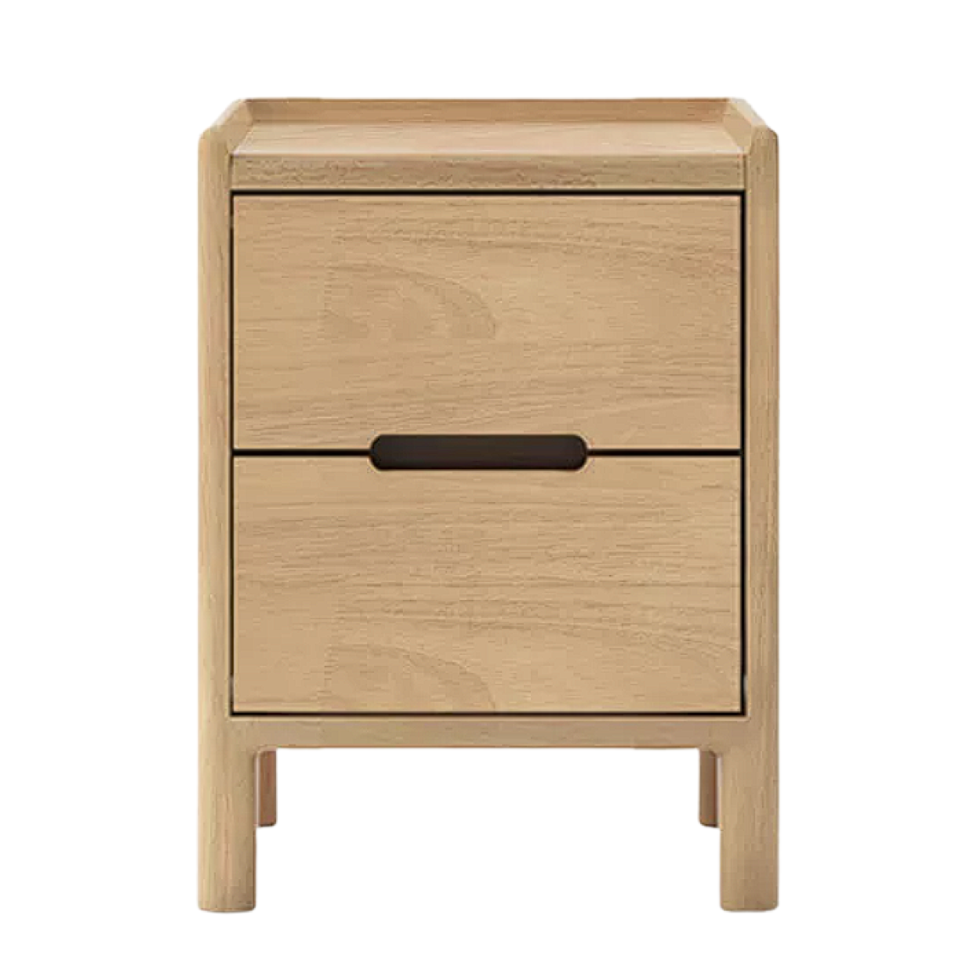 Oak, Ash Solid Wood Narrow Nightstand with Curved Top Edge