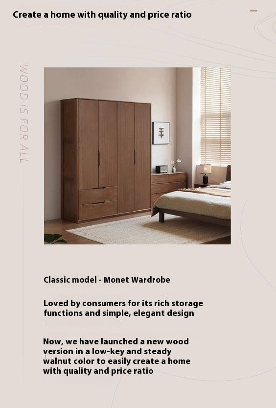 Sandalwood Solid Wood Modern Open Door Wardrobe.