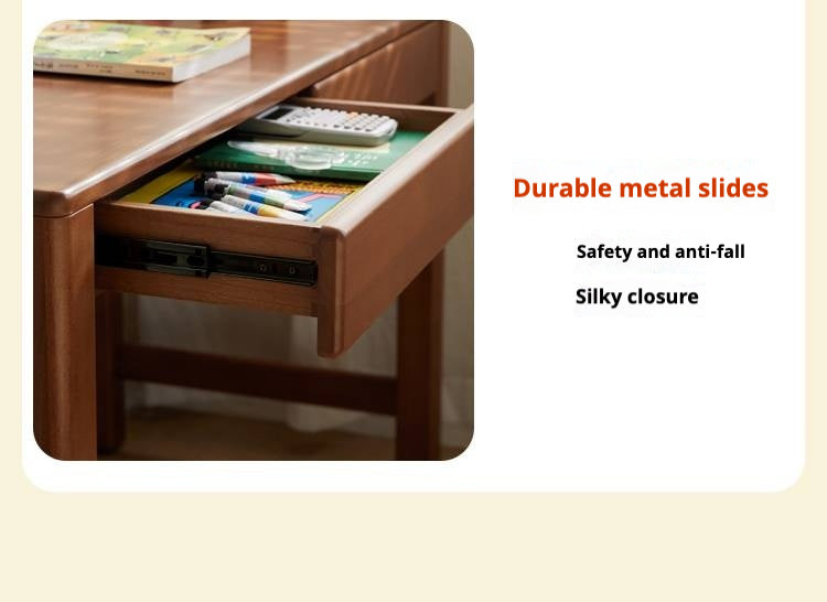 Poplar Solid Wood Children's Study Table Bookshelf Integrated.