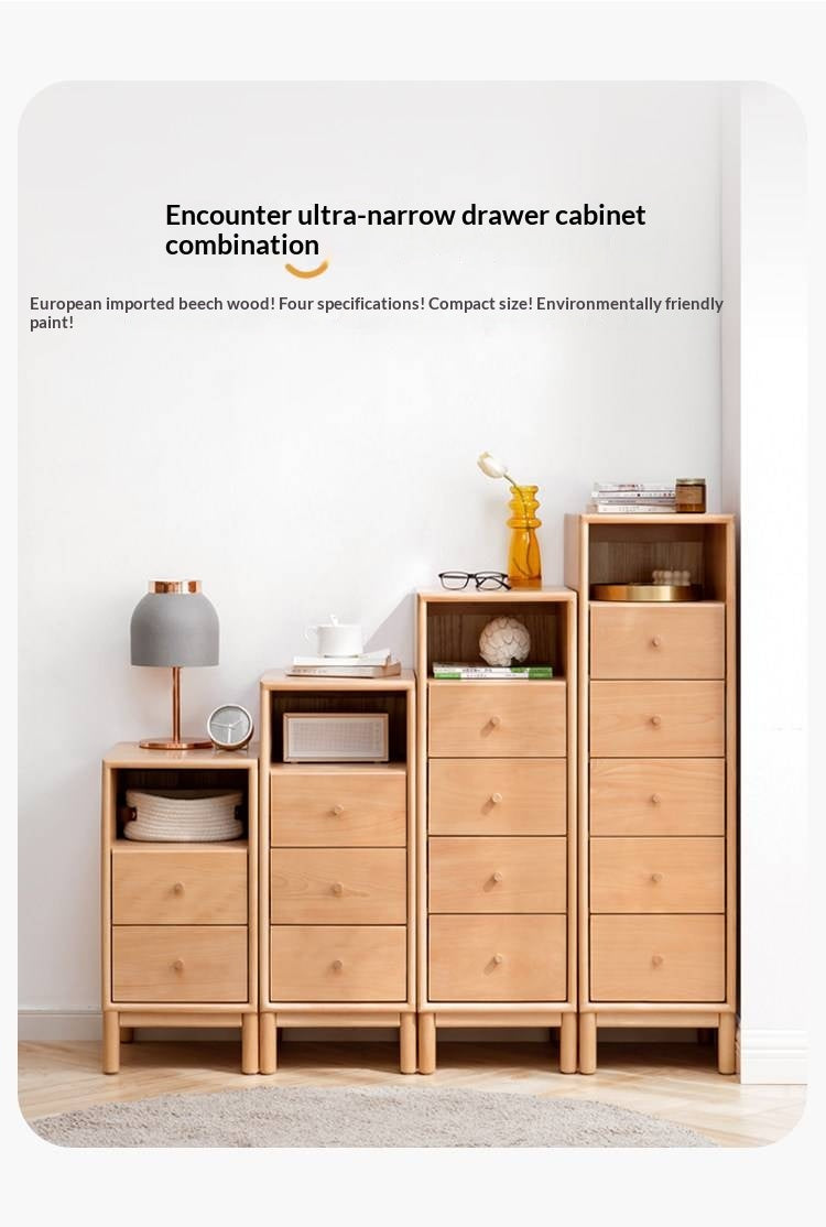 European Beech Solid Wood Storage Side Cabinet Combination
