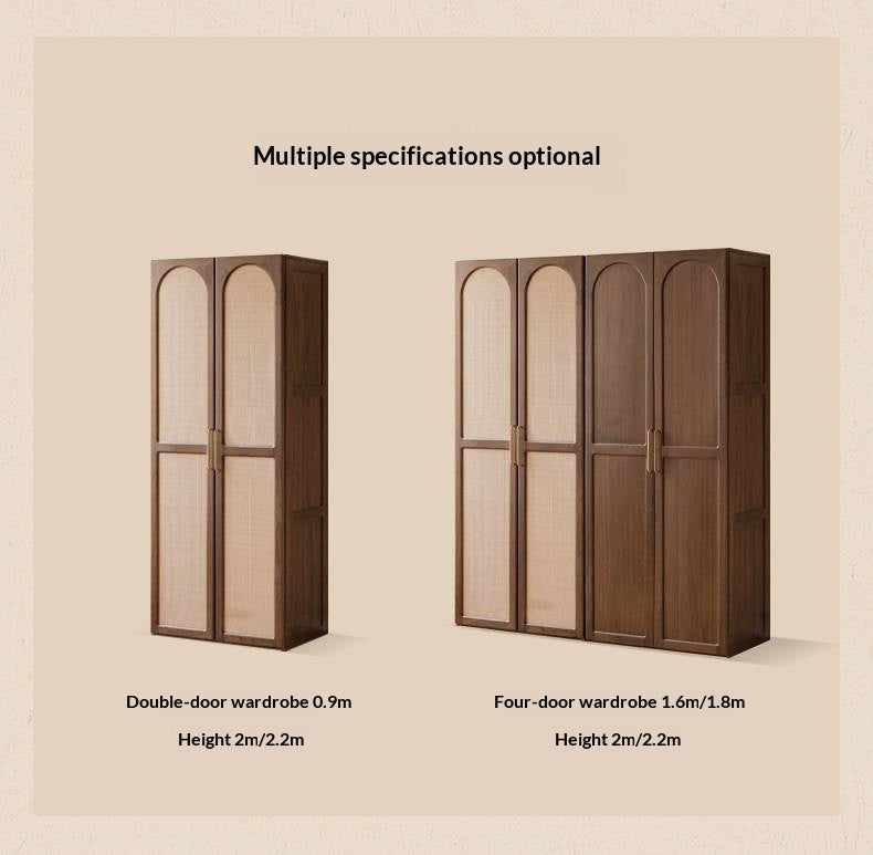 Black Walnut Solid Wood Wardrobe In Vintage Style