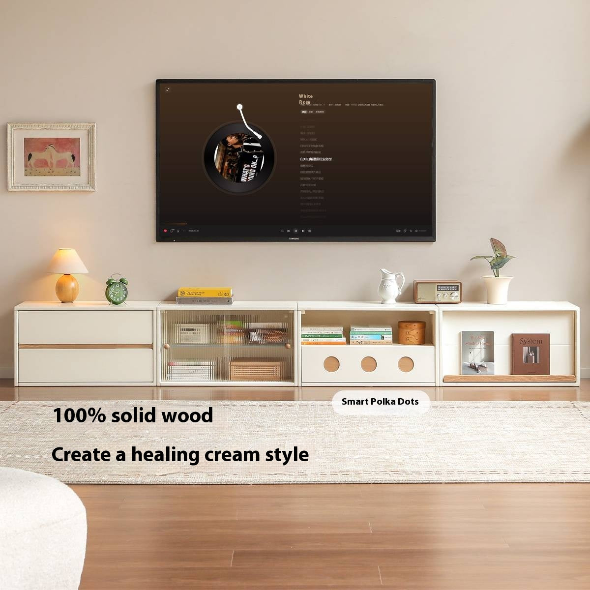 Solid RubberWood Module Combination TV Stand.