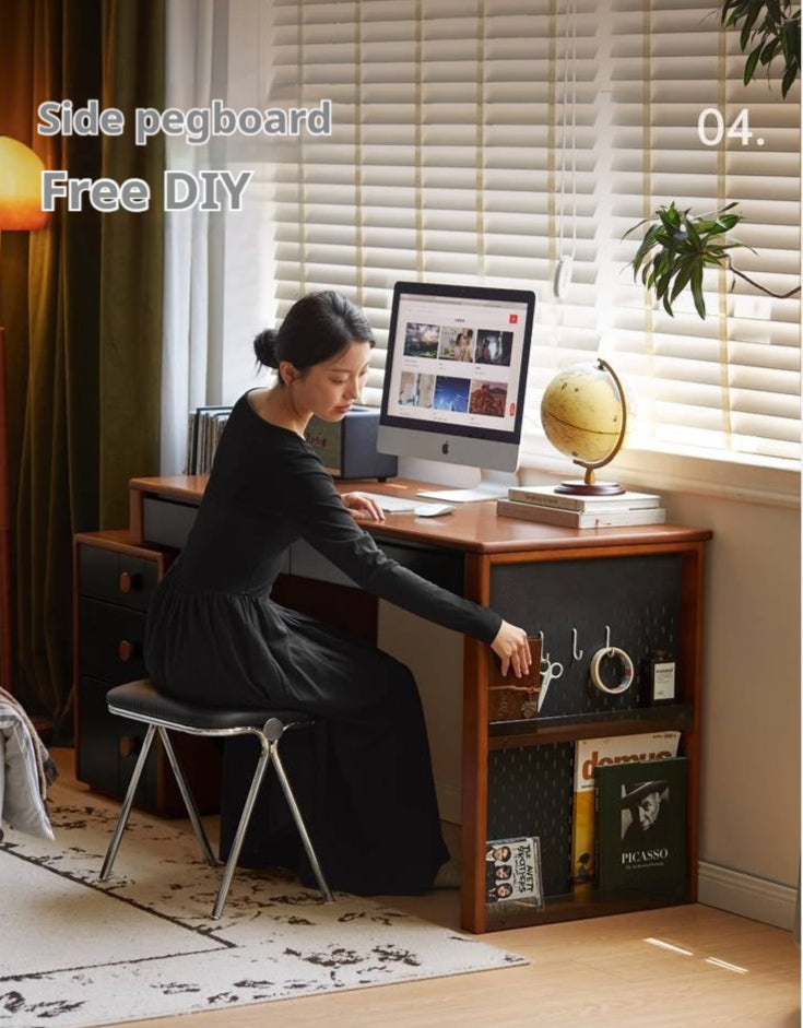 Poplar Solid Wood Retractable Office Table