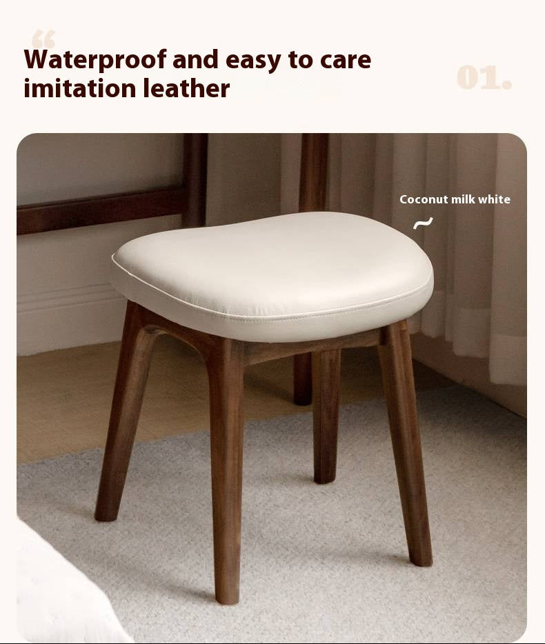 Ash, Black Walnut, Oak Solid Wood, Solid Longan Hardwood Makeup Stool