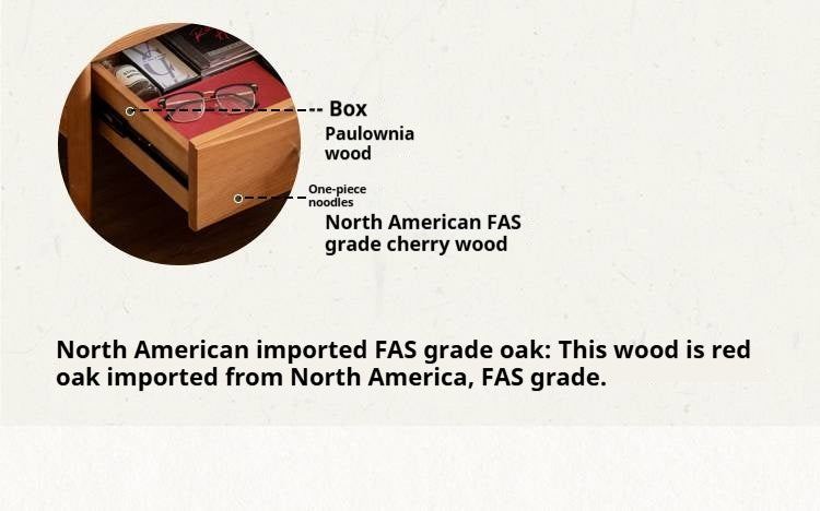 Cherry, Oak Solid Wood French Retro Nightstand.