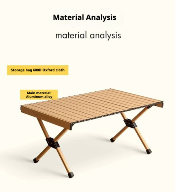 Aluminum alloy folding portable egg roll table