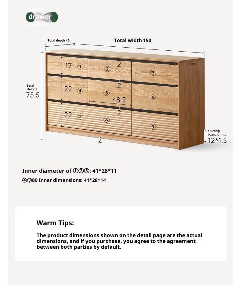 Oak Solid Wood Modern Minimalist Chest of Drawers