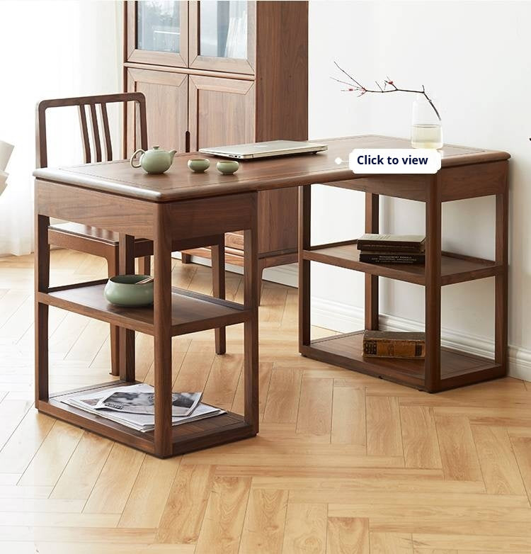 Set 4 pcs Black Walnut, Ash Solid Wood Dining Chair with Backrest 4pcs