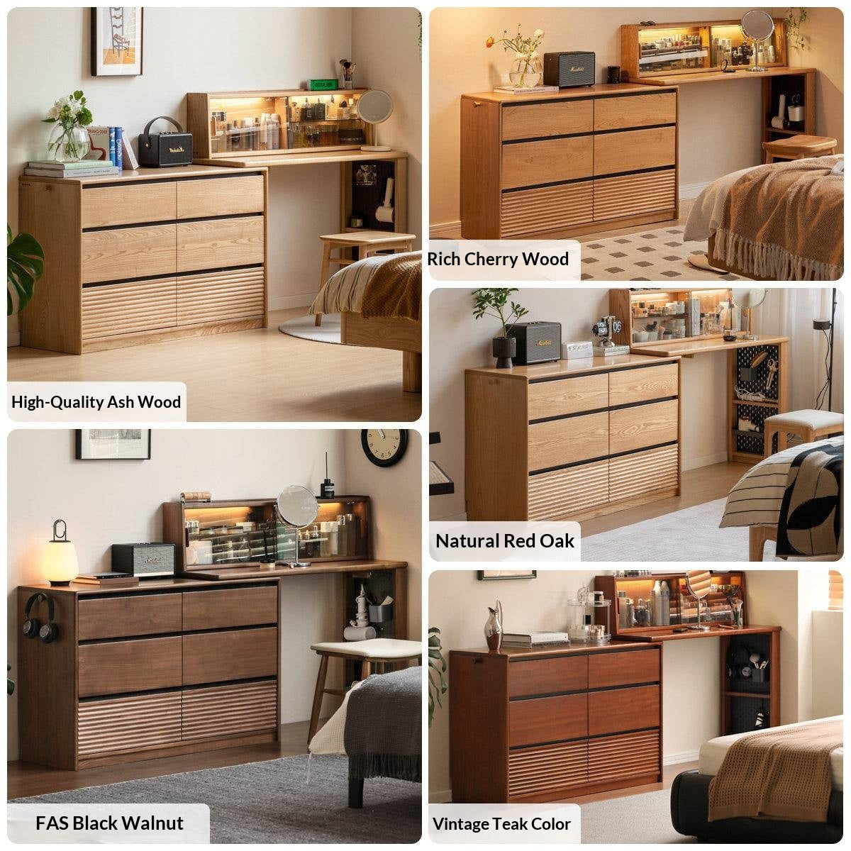 Ash Solid Wood Modern Minimalist Vanity Table