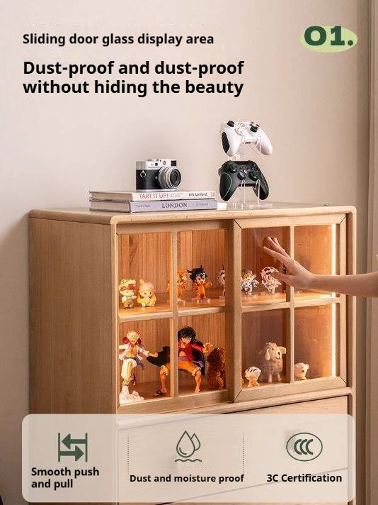 Beech Solid Wood Modern Simple with Light Storage Cabinet.