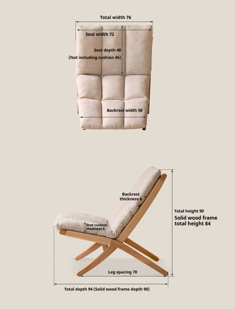 Oak Solid Wood Rope Weave Lounge Chair, Danish Mid Century Scandinavian Accent Chair