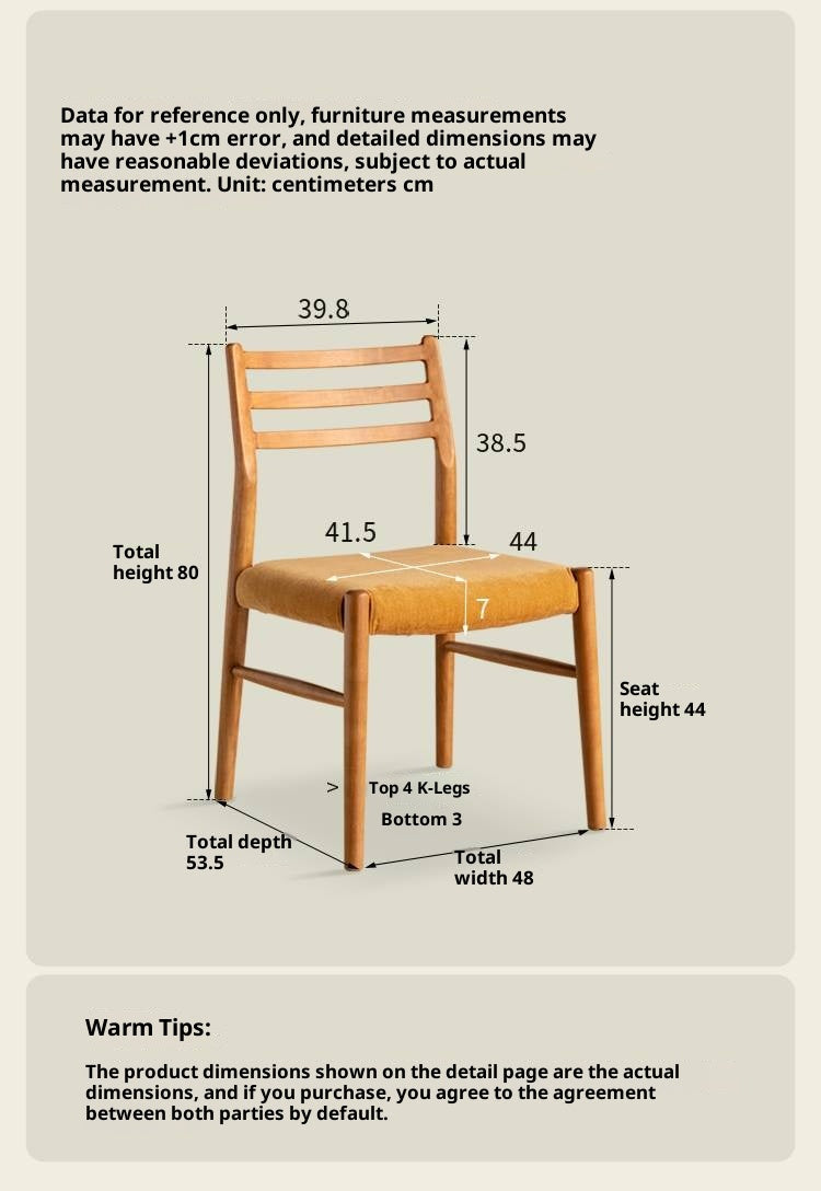 Set 4 pcs Cherry, Ash Solid Wood Artistic Retro Style Dining Chair