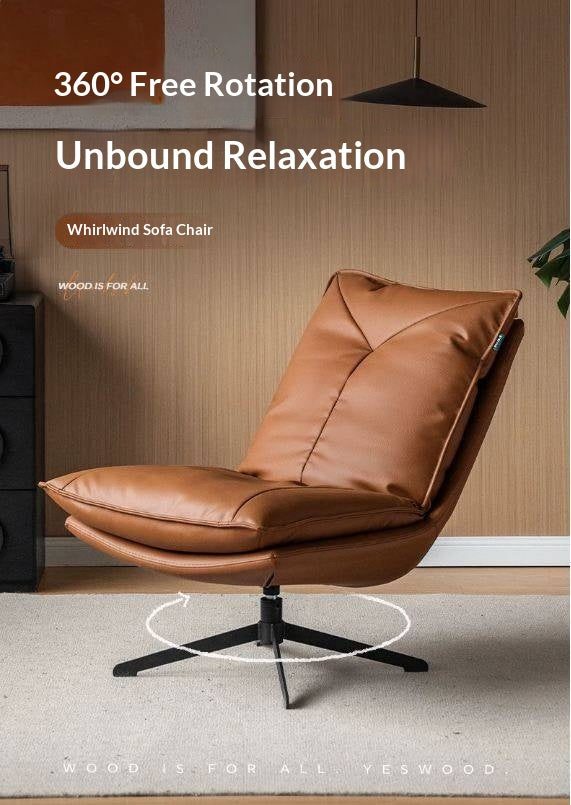 Organic Leather 360° Swivel Lounge Chair