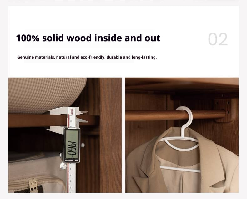 Oak Solid Wood Walnut Color Wardrobe.