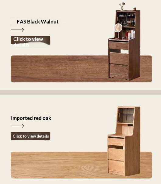 Oak Solid Wood, Rubberwood Solid Vanity Table with Drawers and Modern Minimalist Design