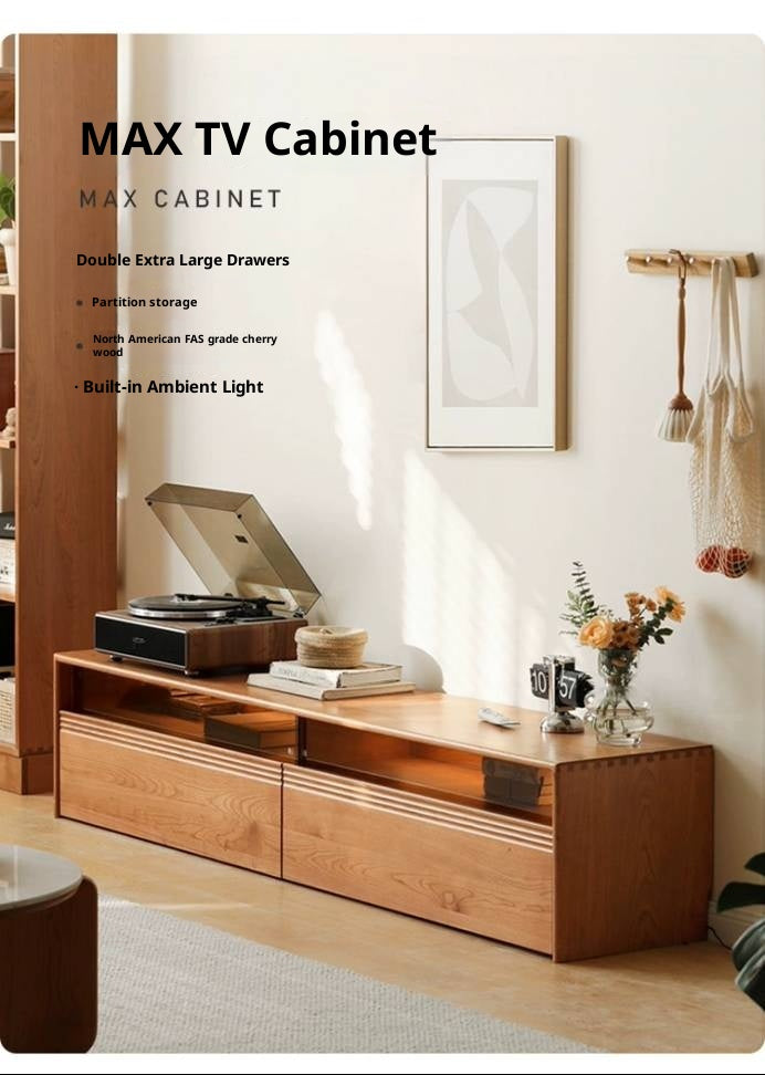 Cherry Solid Wood Floor TV Cabinet