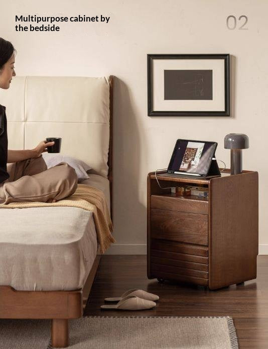 Oak Solid Wood Italian Light Luxury Nightstand