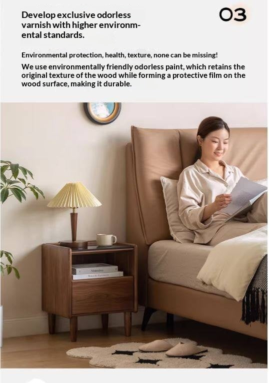 Black Walnut, Catalpa, Sandalwood Solid Wood Nightstand Modern Minimalist