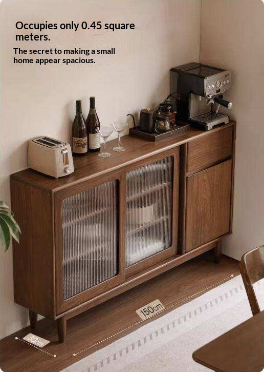 Black Walnut, Oak Solid Wood Sideboard with Ultra-Thin Storage