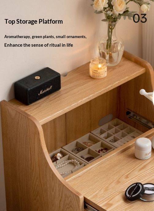 Oak Solid Wood Telescopic Vanity Table