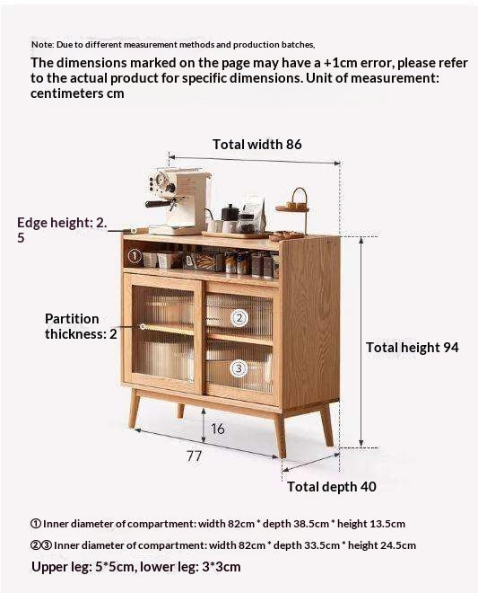 Oak Solid Wood, Solid RubberWood Sideboard Sliding Doors